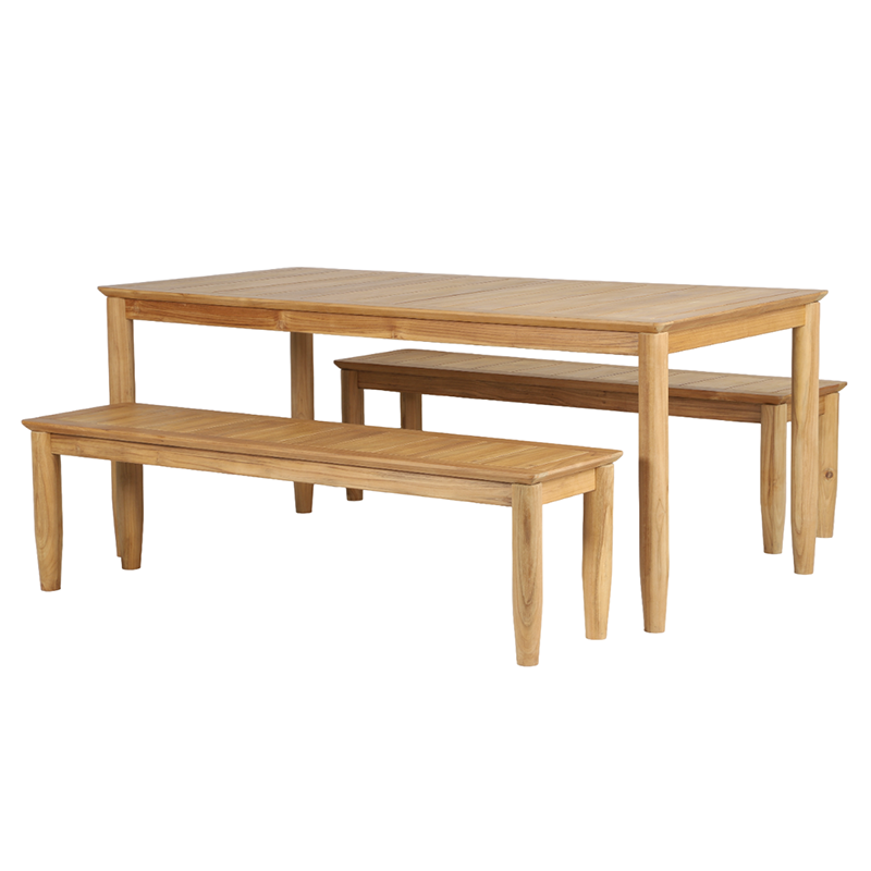 SAFARI 6-Seater Teak Garden Table and Bench Set - Natural wood
