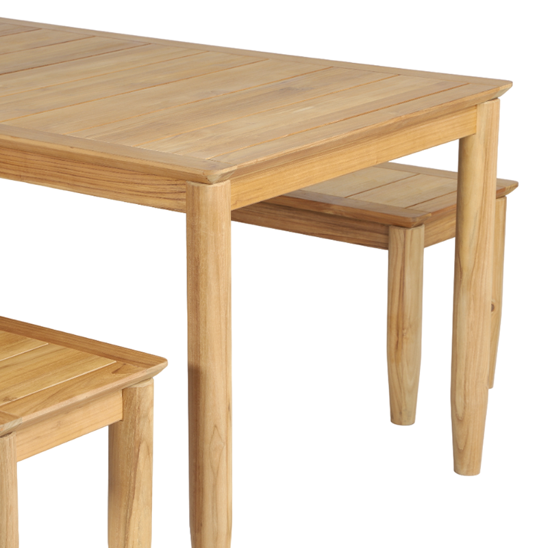 SAFARI 6-Seater Teak Garden Table and Bench Set - Natural wood