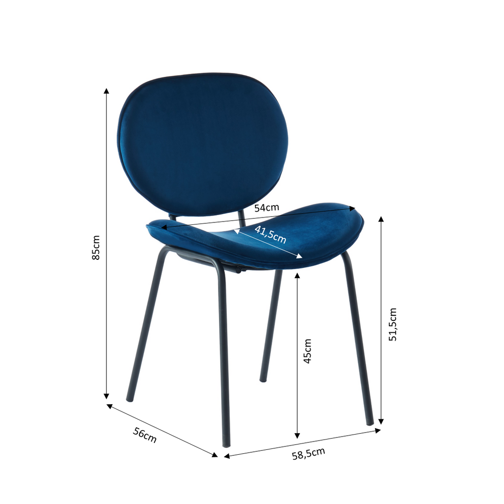 Set of 2 Chairs SHEILA Velvet - Blue