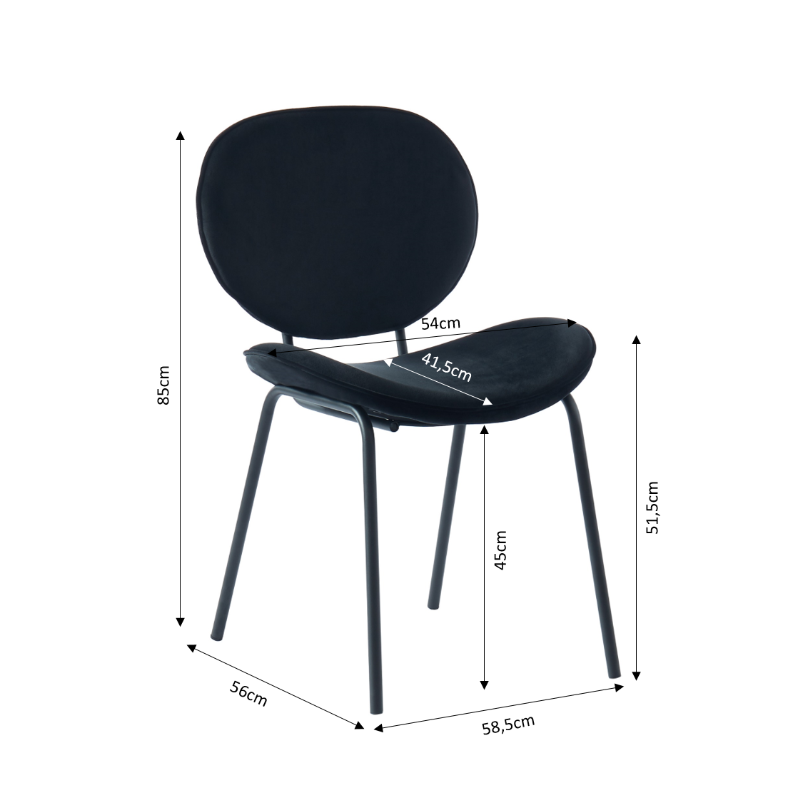 Set of 2 Chairs SHEILA Velvet - Black
