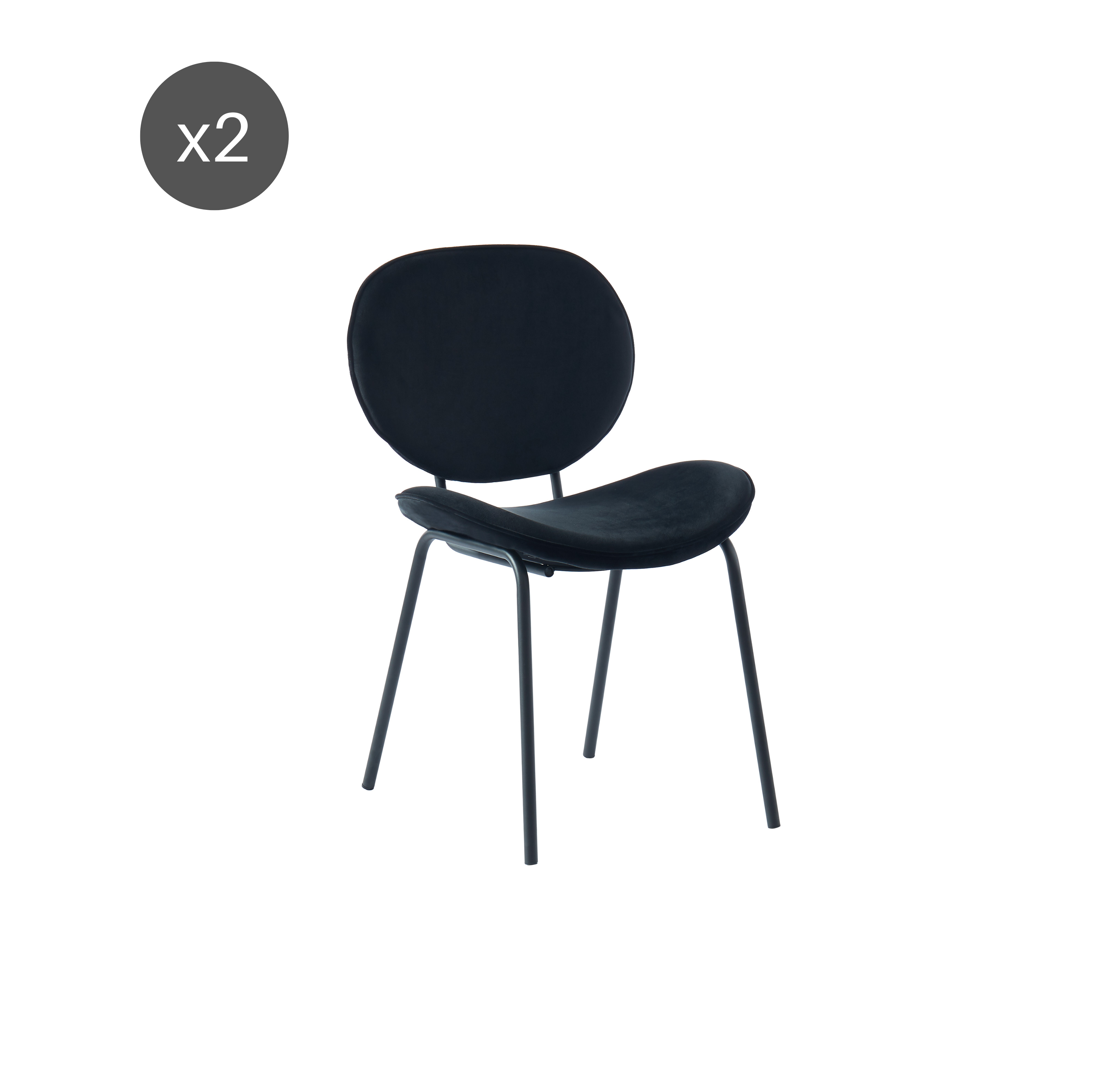 Set of 2 Chairs SHEILA Velvet - Black