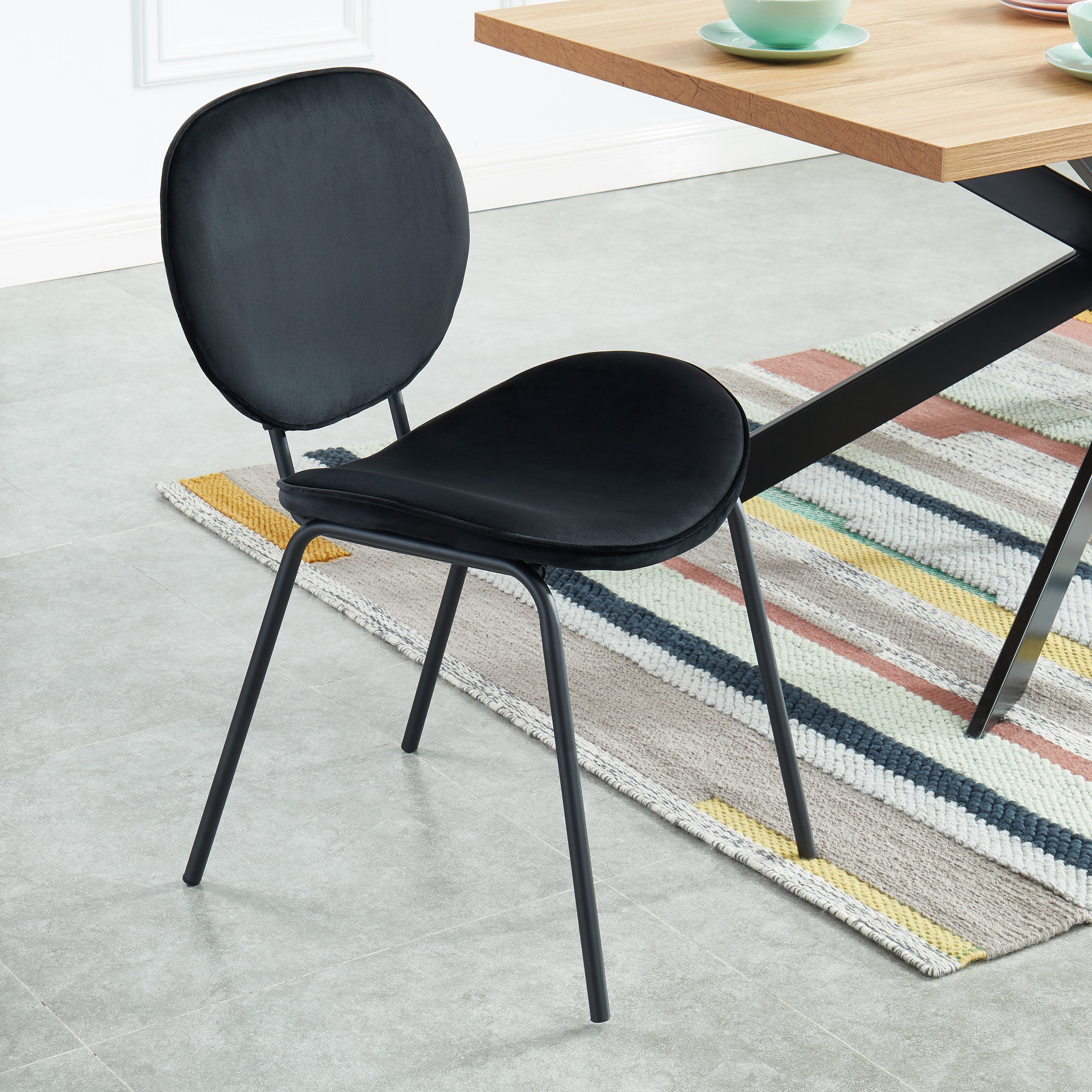Set of 2 Chairs SHEILA Velvet - Black