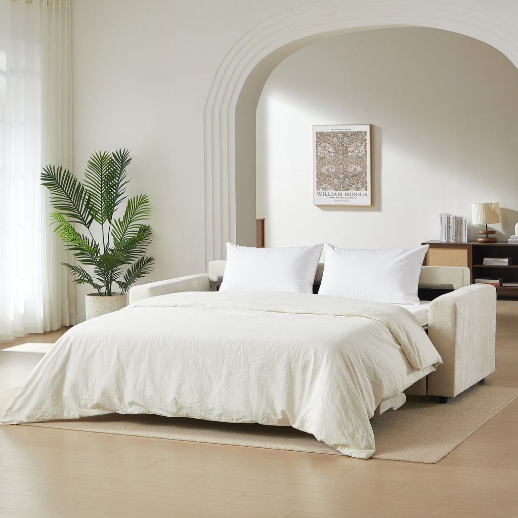 SOCCA 77.6" Express Convertible Sofa Bed – 3-Seater Fabric Sofa - Beige