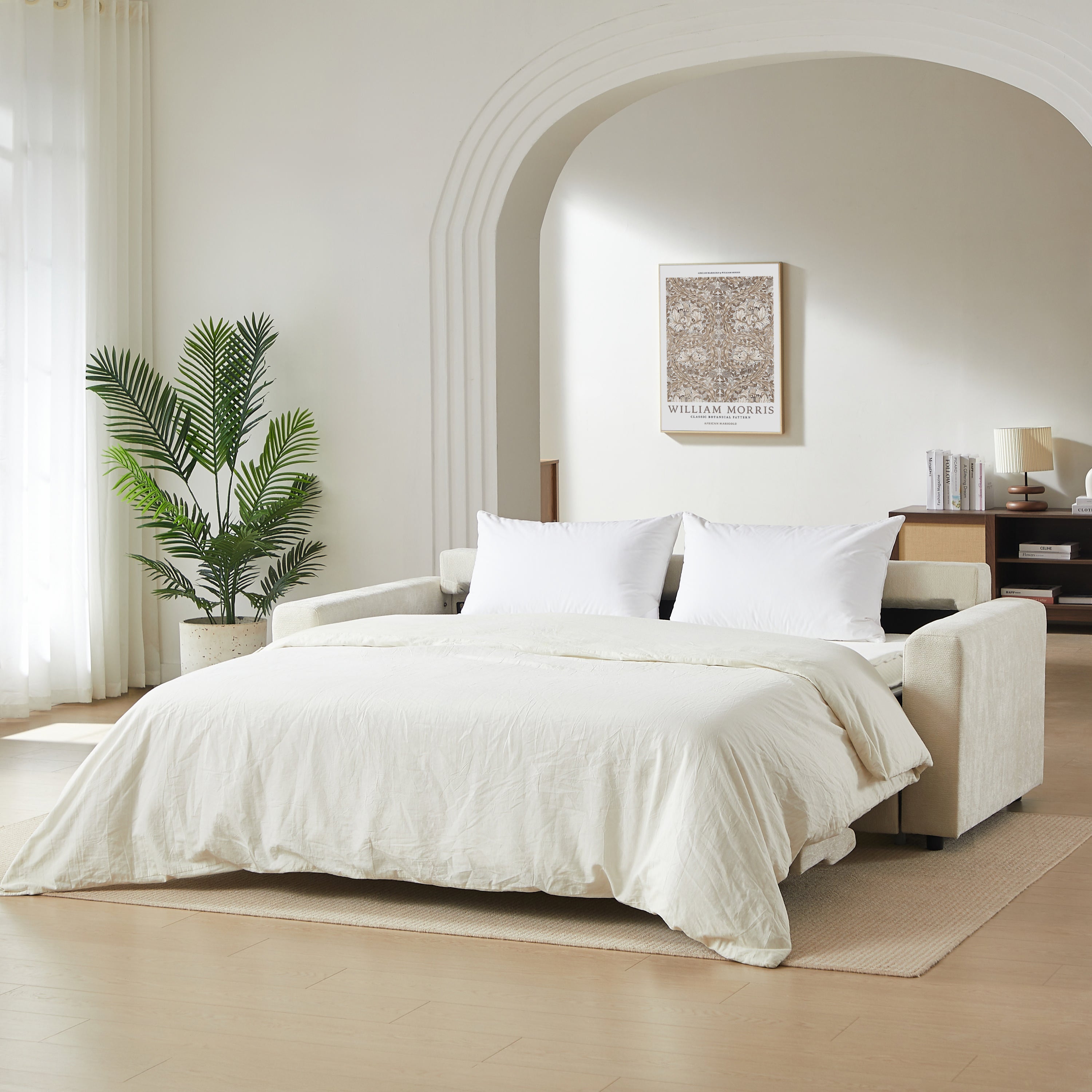 SOCCA 77.6" Express Convertible Sofa Bed – 3-Seater Fabric Sofa - Beige