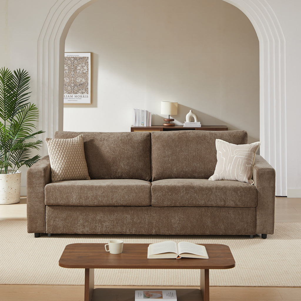 SOCCA 77.6" Express Convertible Sofa Bed – 3-Seater Fabric Sofa - Brown