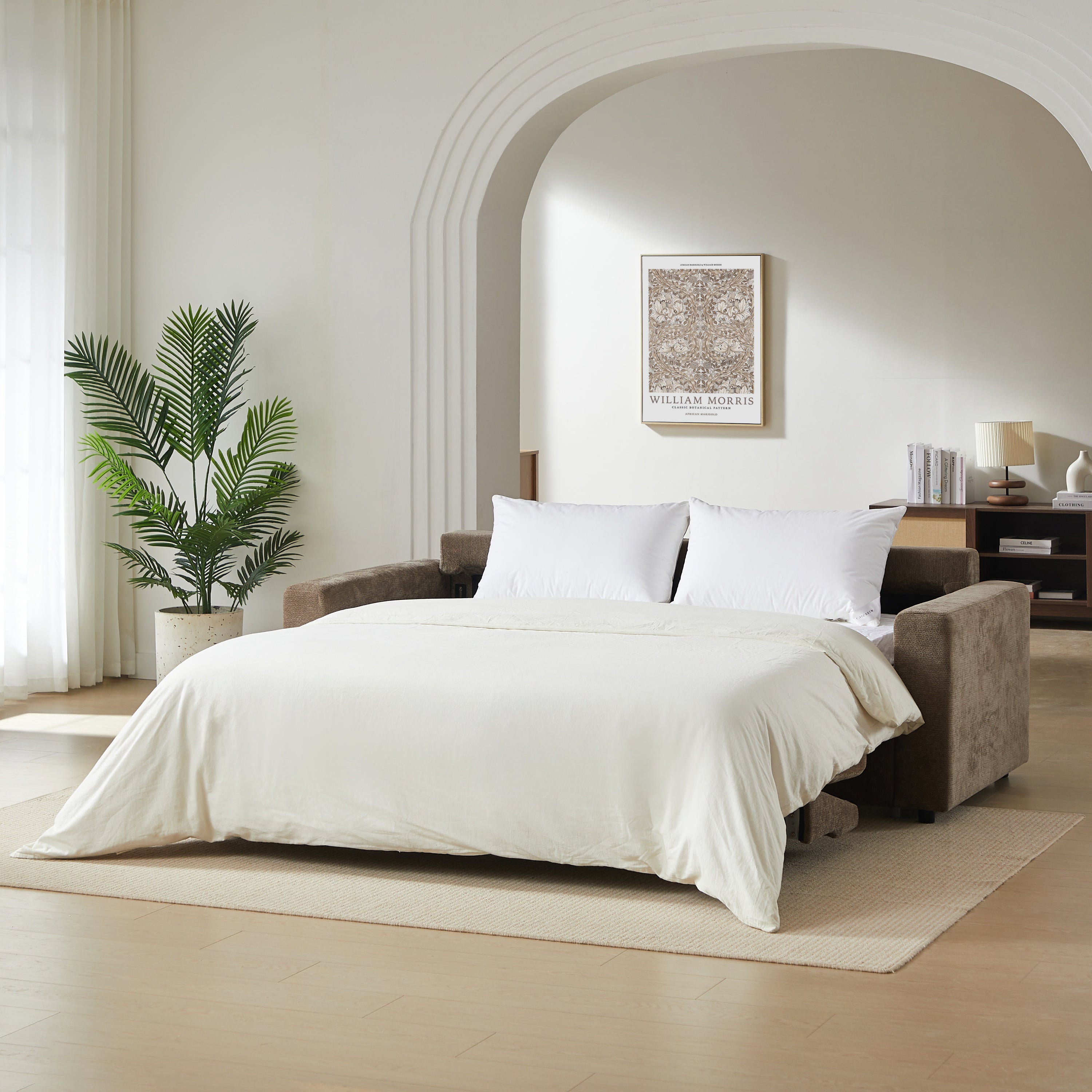 SOCCA 77.6" Express Convertible Sofa Bed – 3-Seater Fabric Sofa - Brown
