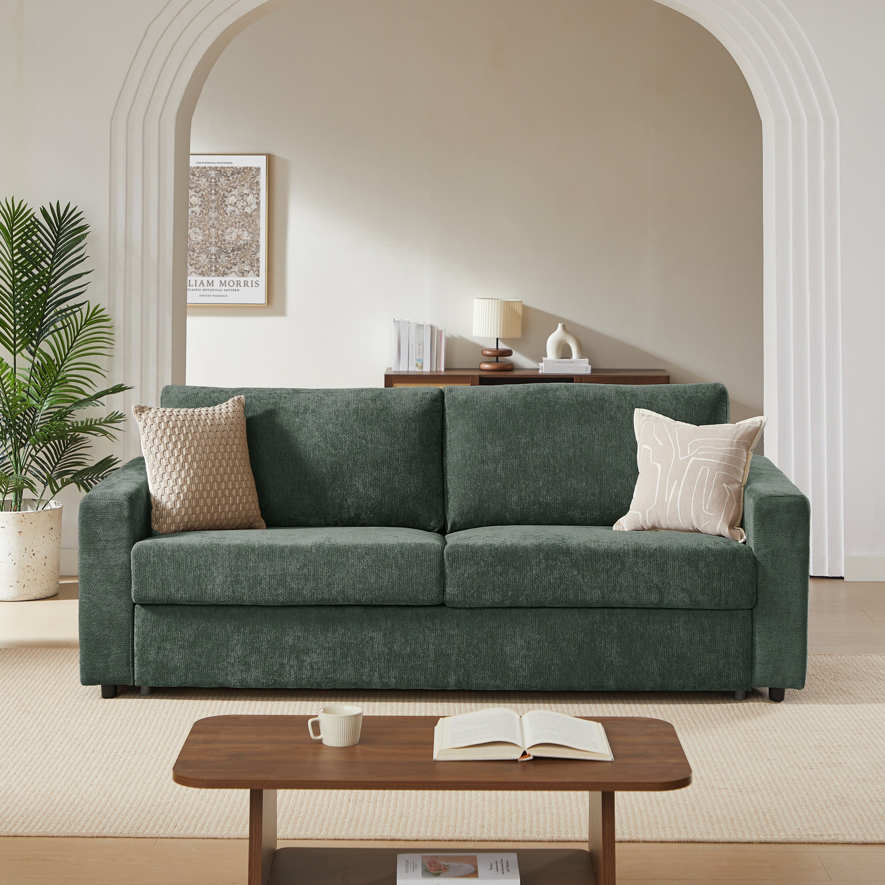 SOCCA 77.6" Express Convertible Sofa Bed – 3-Seater Fabric Sofa - Green