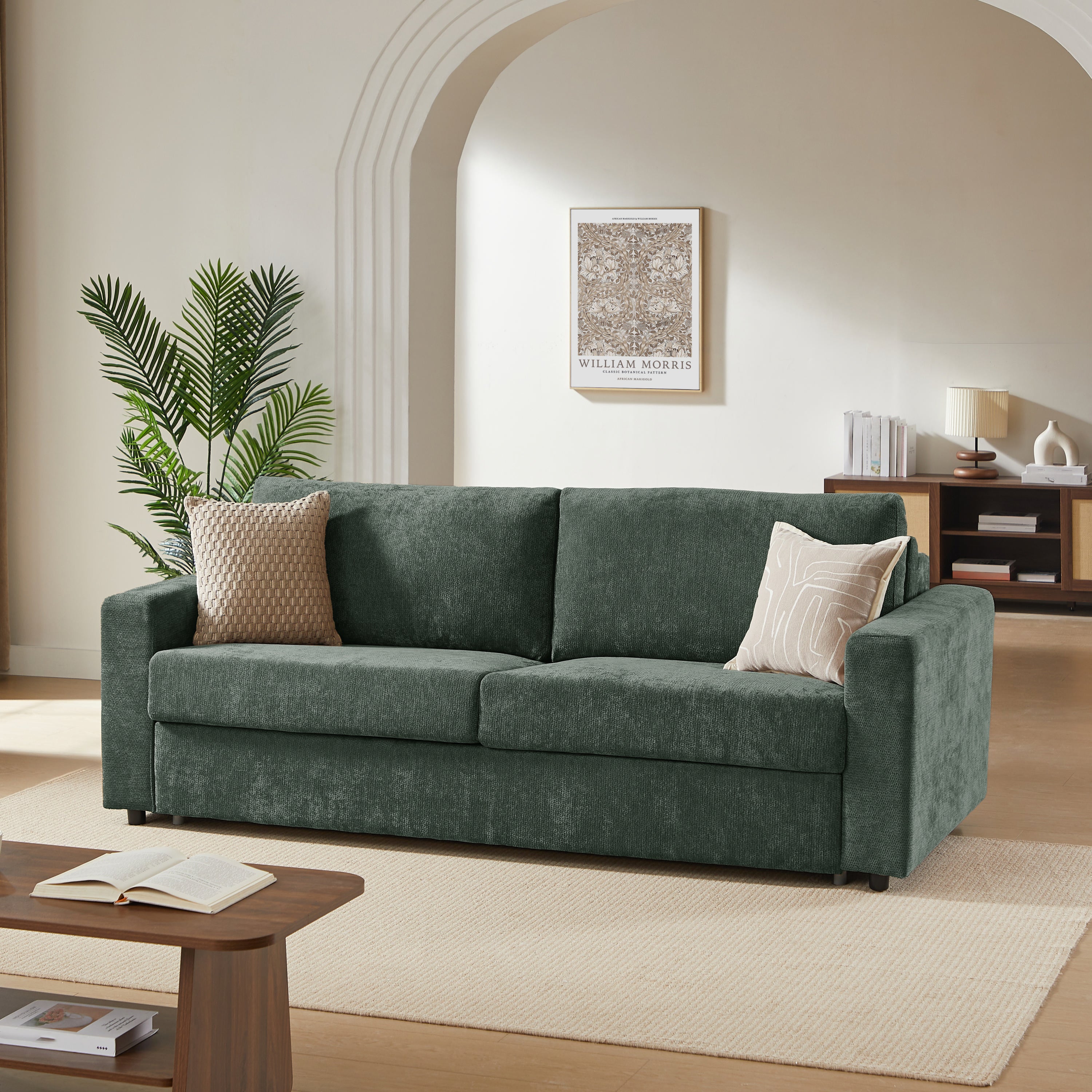 SOCCA 77.6" Express Convertible Sofa Bed – 3-Seater Fabric Sofa - Green