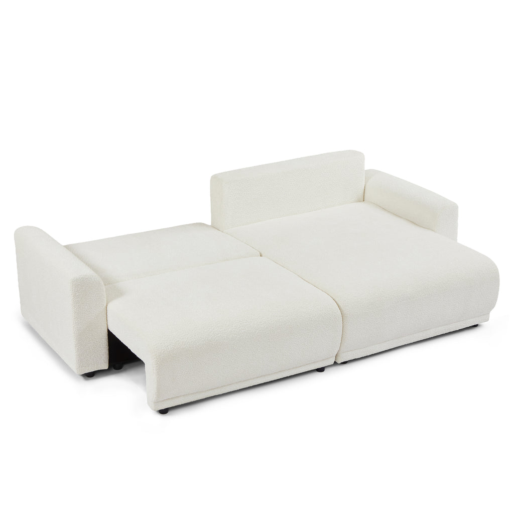 SOLINE Convertible & Reversible Sectional Sleeper Sofa – Fabric 4-Seater Living Room Furniture