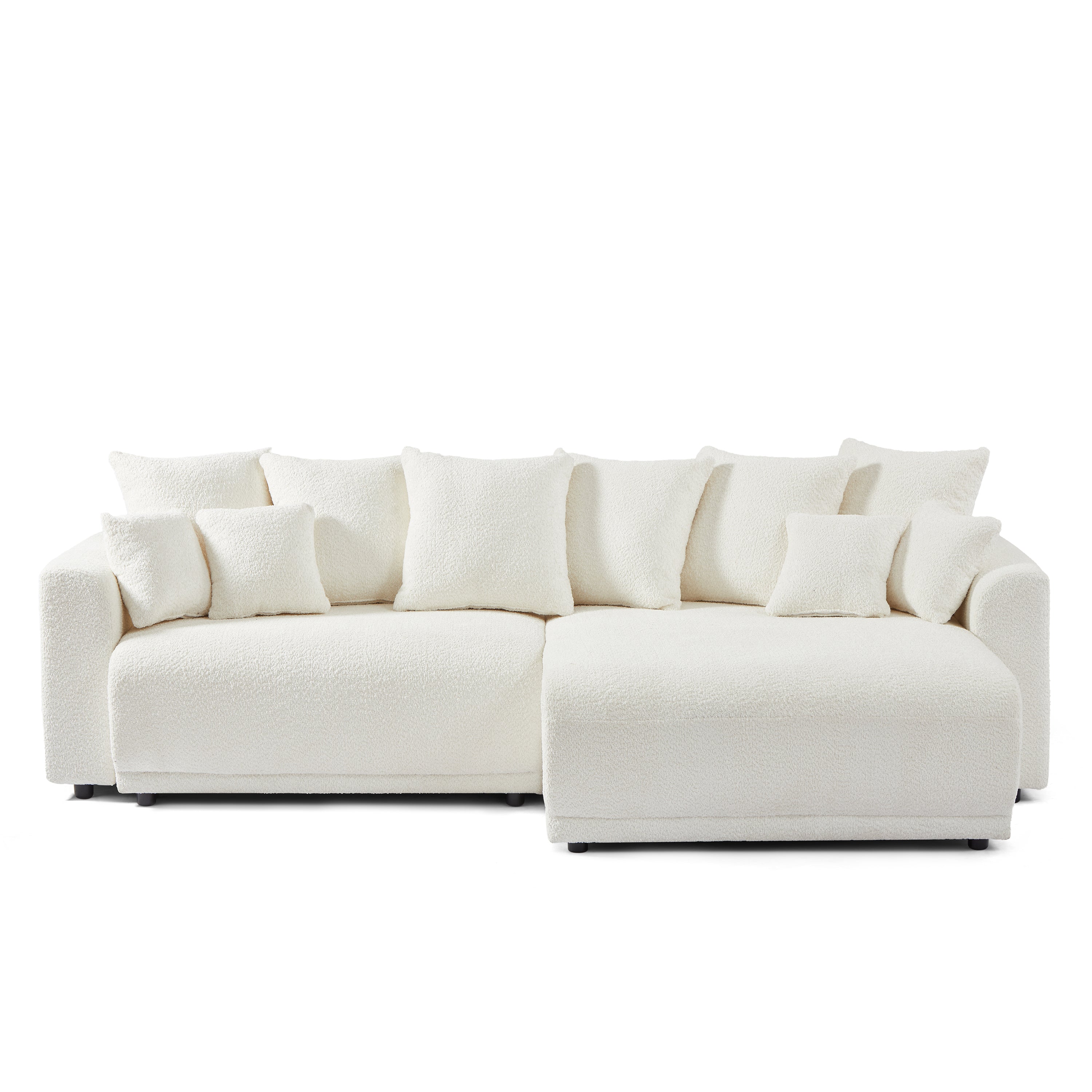 SOLINE Convertible & Reversible Sectional Sleeper Sofa – Fabric 4-Seater Living Room Furniture