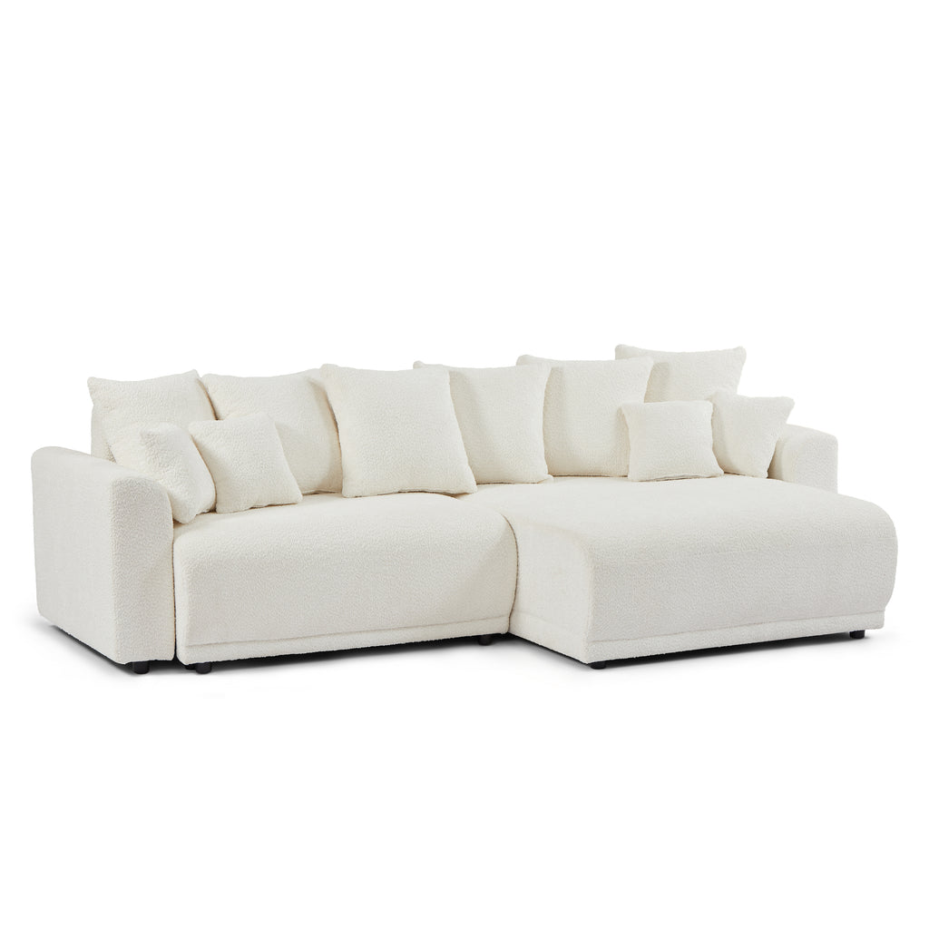 SOLINE Convertible & Reversible Sectional Sleeper Sofa – Fabric 4-Seater Living Room Furniture