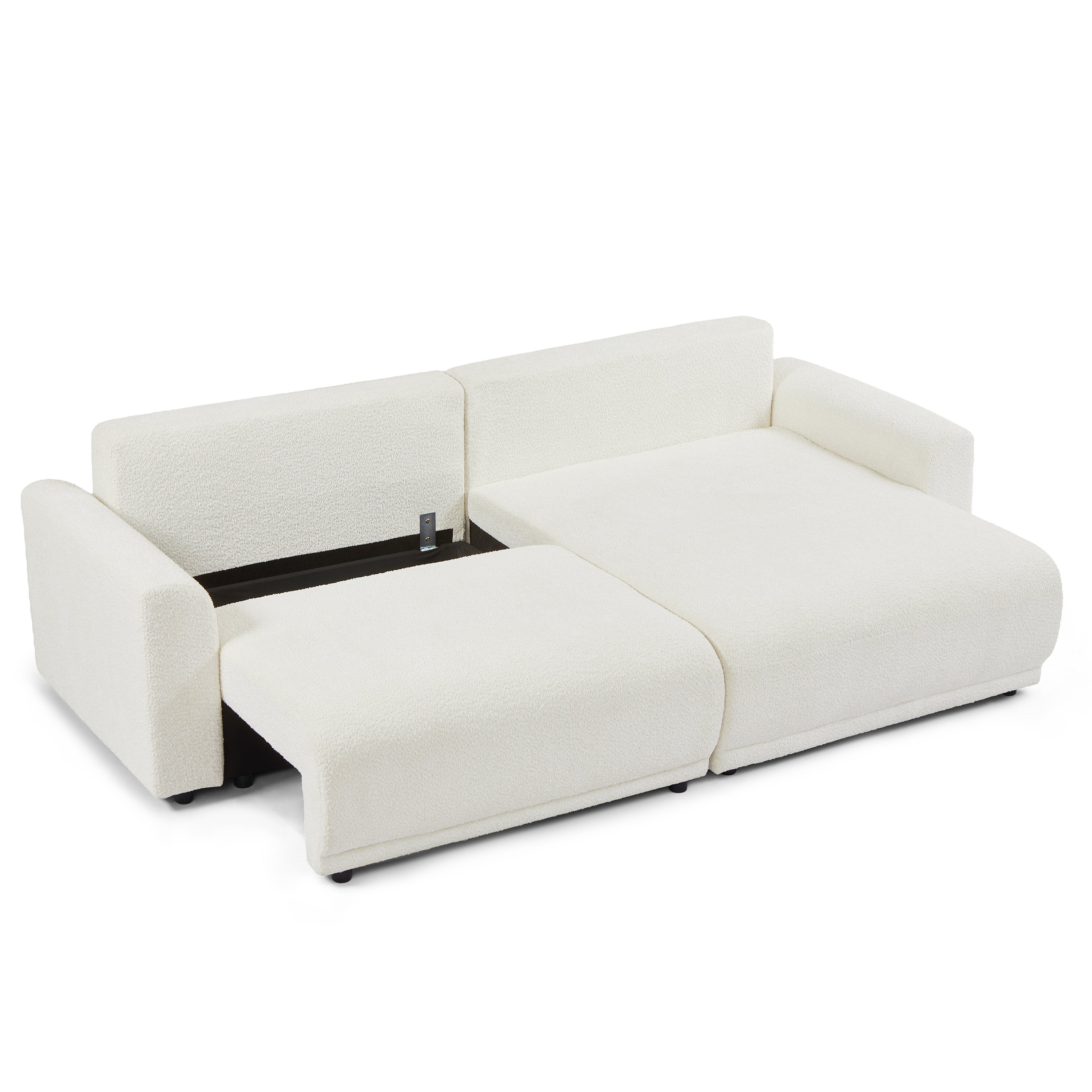 SOLINE Convertible & Reversible Sectional Sleeper Sofa – Fabric 4-Seater Living Room Furniture