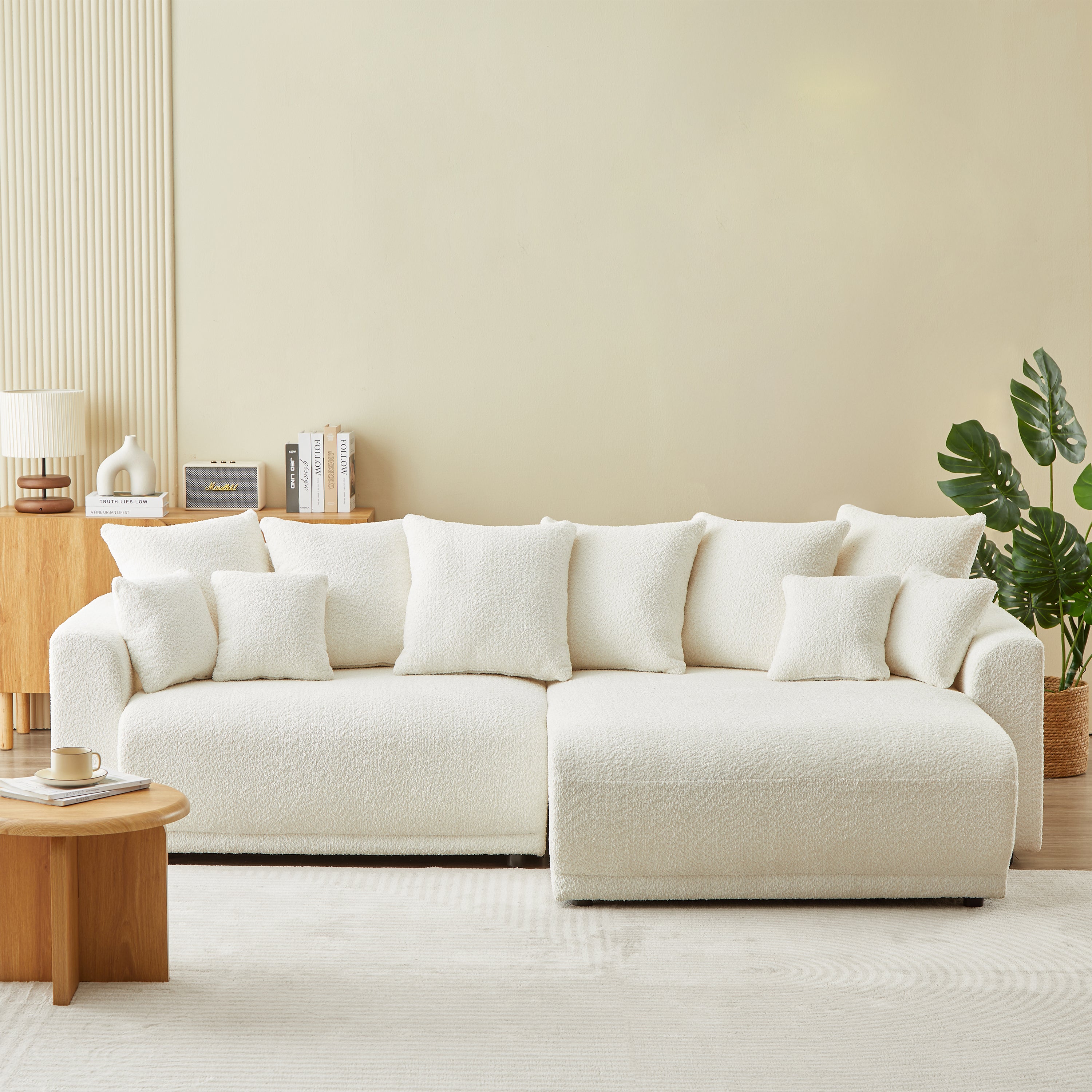 SOLINE Convertible & Reversible Sectional Sleeper Sofa – Fabric 4-Seater Living Room Furniture