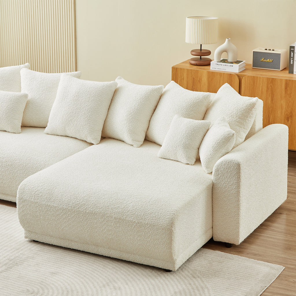 SOLINE Convertible & Reversible Sectional Sleeper Sofa – Fabric 4-Seater Living Room Furniture