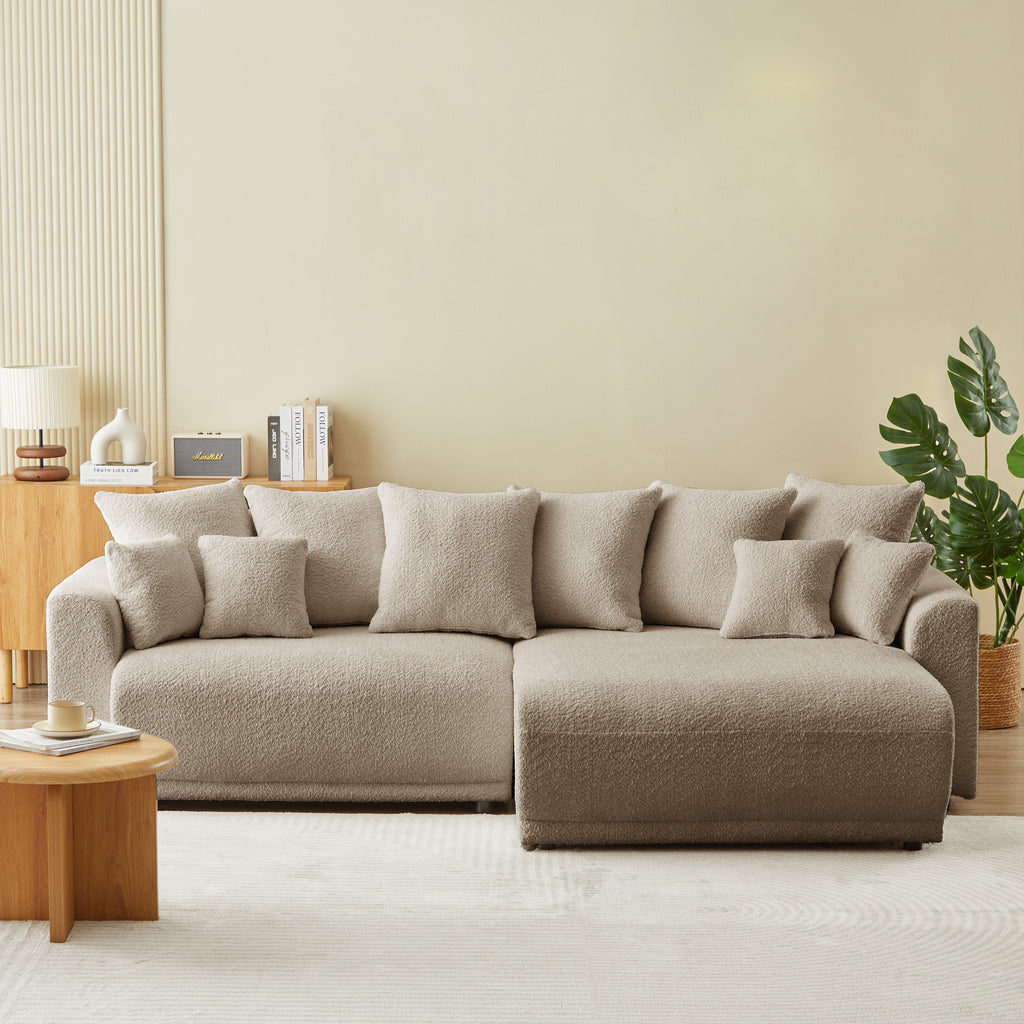 Convertible & Reversible Corner Sofa Soline 4 Seater Fabric Taupe – Taupe