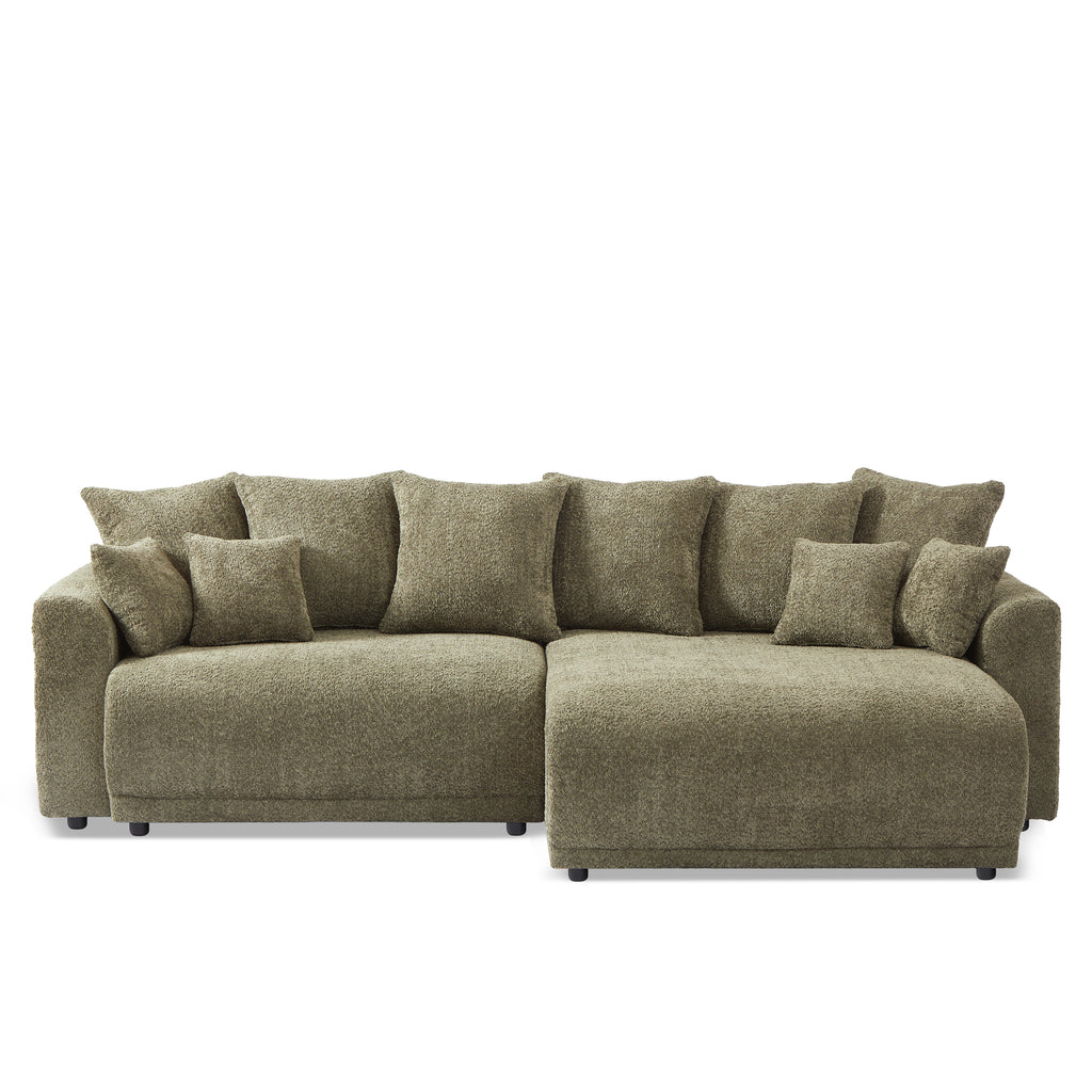 SOLINE Convertible & Reversible Sectional Sleeper Sofa – Fabric 4-Seater Living Room Furniture