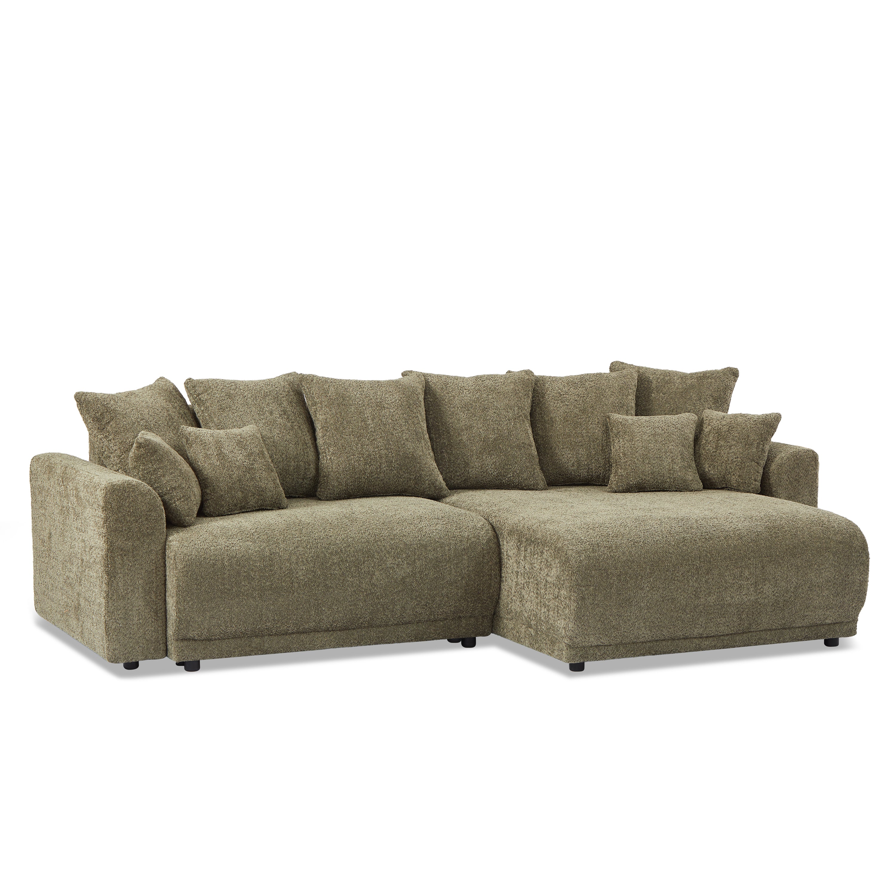 SOLINE Convertible & Reversible Sectional Sleeper Sofa – Fabric 4-Seater Living Room Furniture