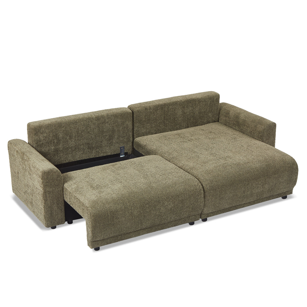 SOLINE Convertible & Reversible Sectional Sleeper Sofa – Fabric 4-Seater Living Room Furniture