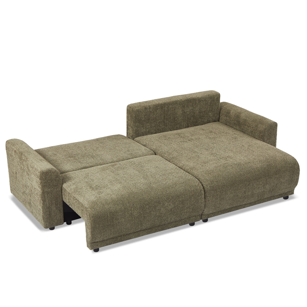 SOLINE Convertible & Reversible Sectional Sleeper Sofa – Fabric 4-Seater Living Room Furniture