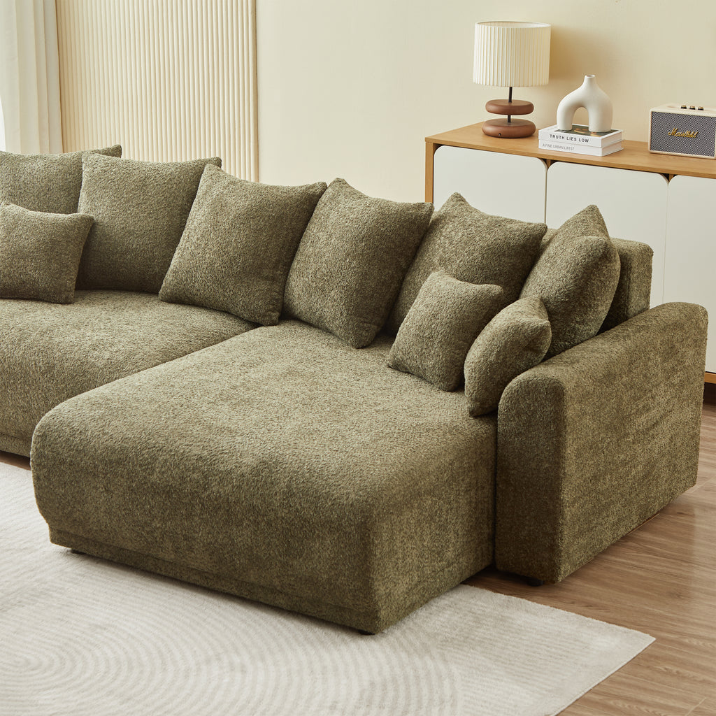 SOLINE Convertible & Reversible Sectional Sleeper Sofa – Fabric 4-Seater Living Room Furniture