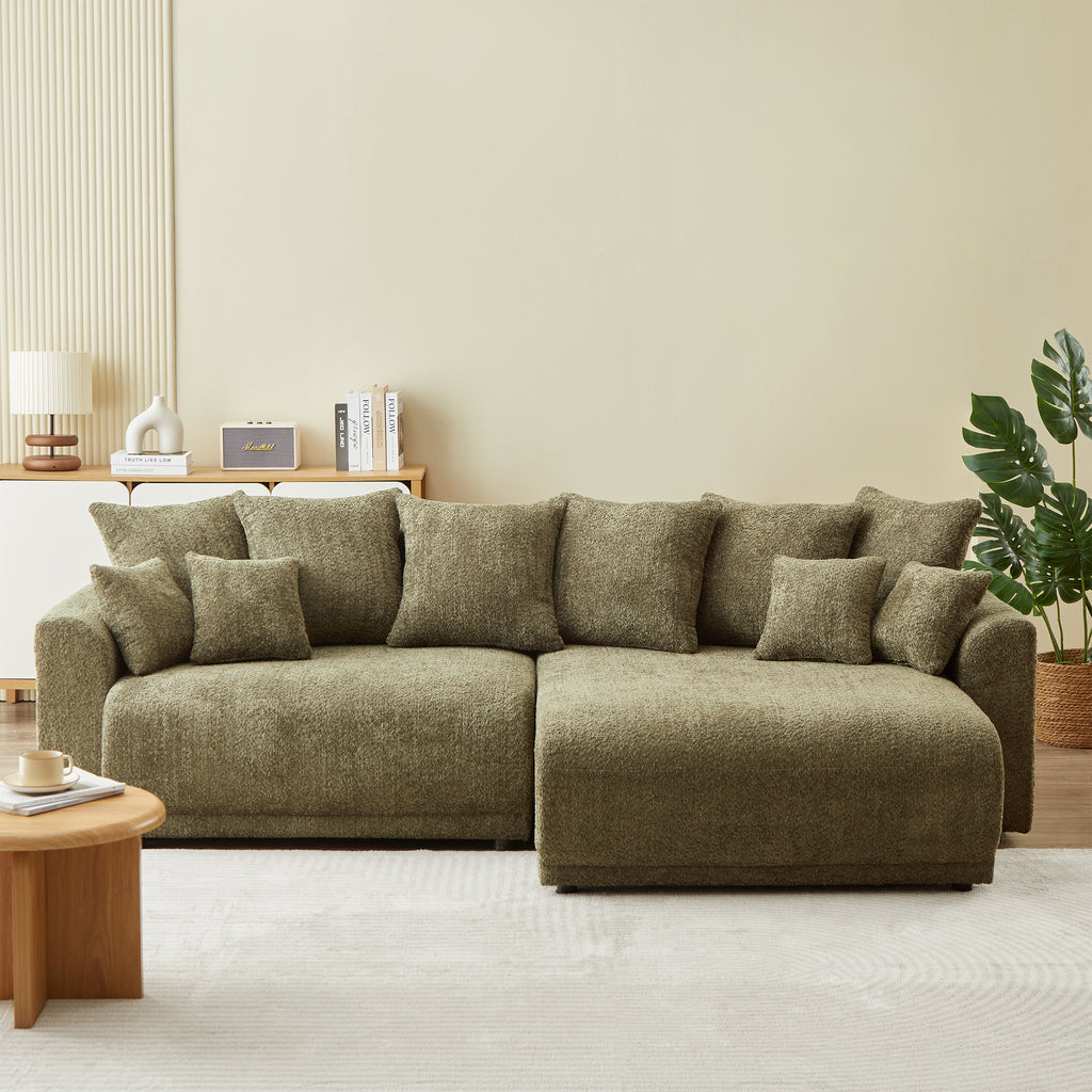 SOLINE Convertible & Reversible Sectional Sleeper Sofa – Fabric 4-Seater Living Room Furniture
