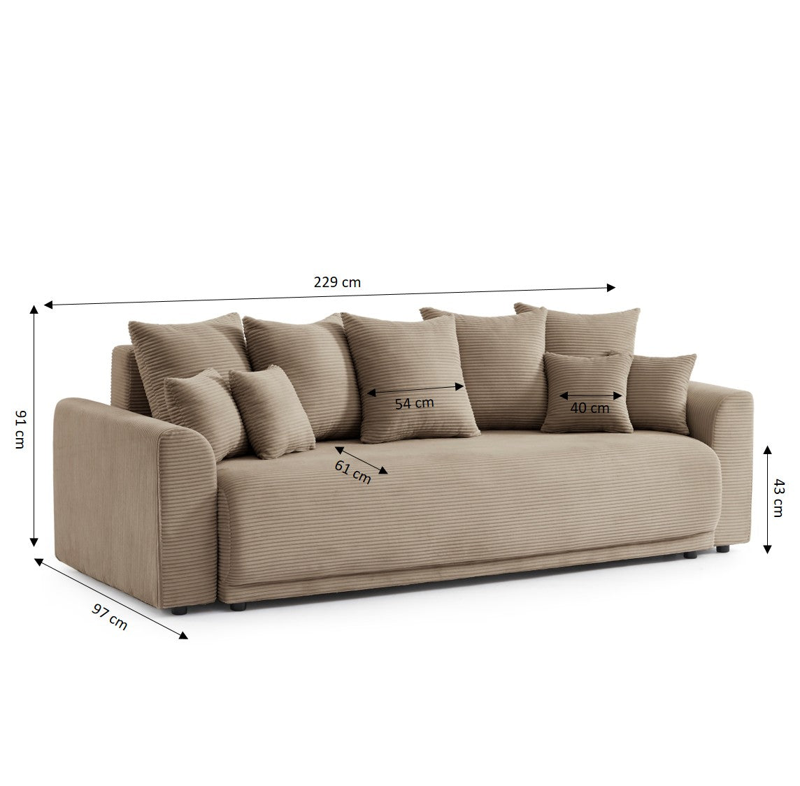 SOLINE Straight Sofa - Brown