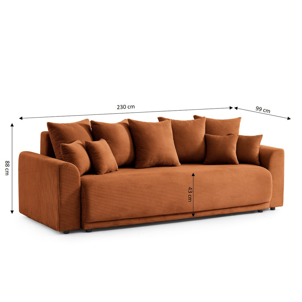 SOLINE Straight Sofa - Terracotta