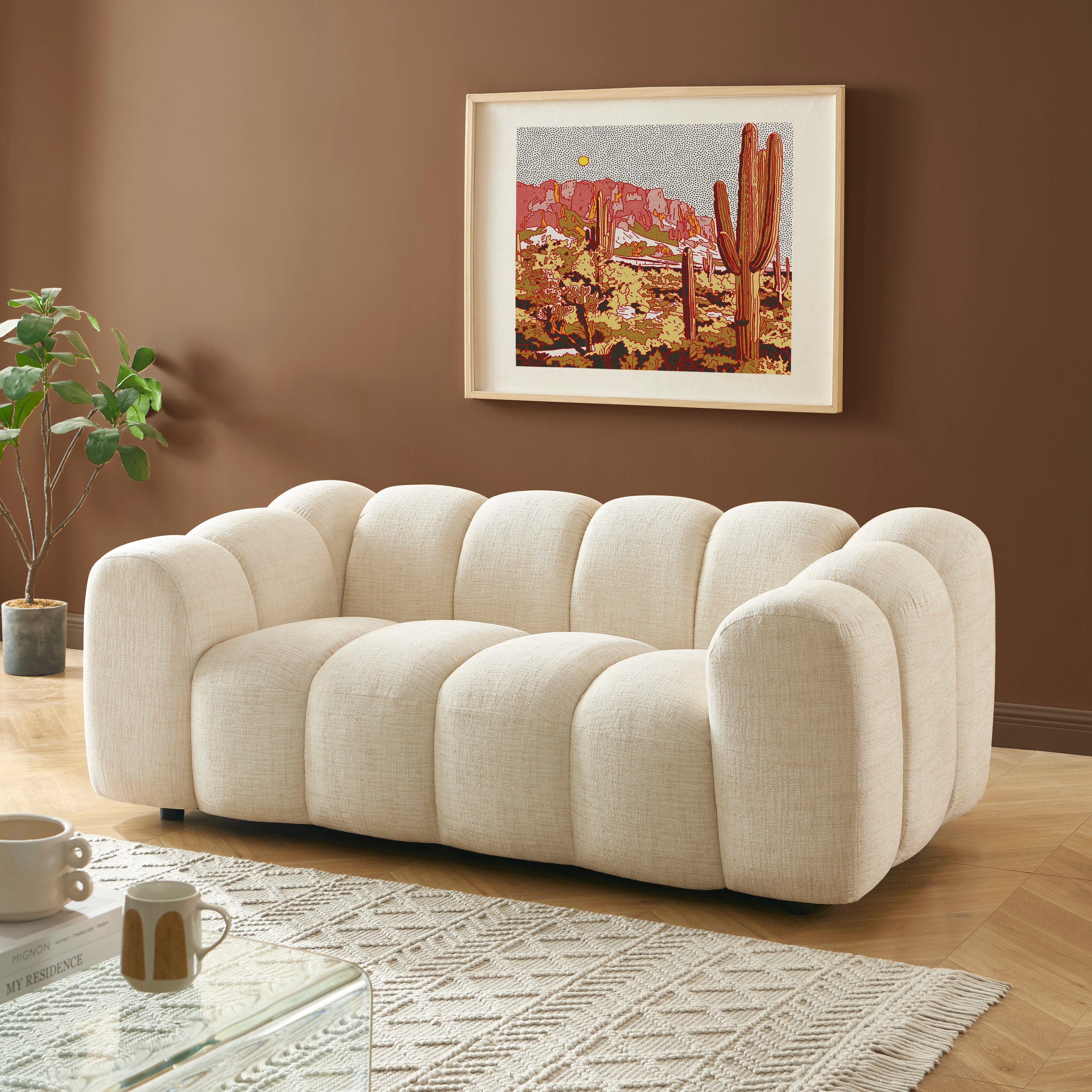SUNNY Tweed Fabric Sofa – White