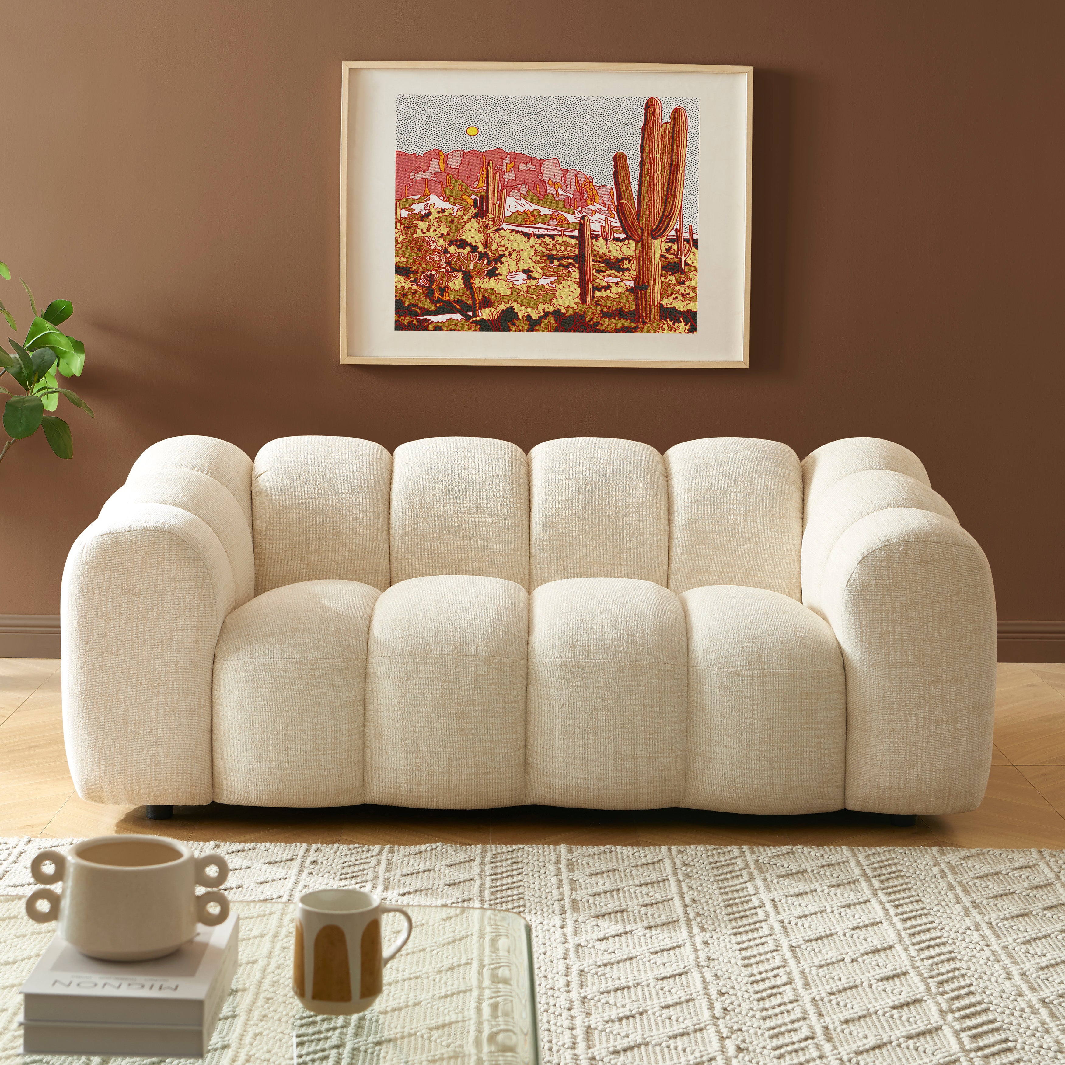 SUNNY Tweed Fabric Sofa – White