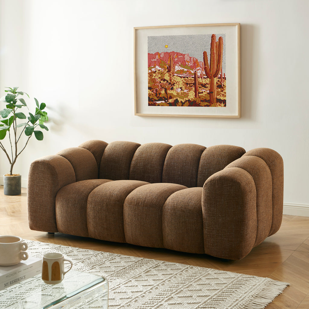 SUNNY Tweed Fabric Sofa – Brown