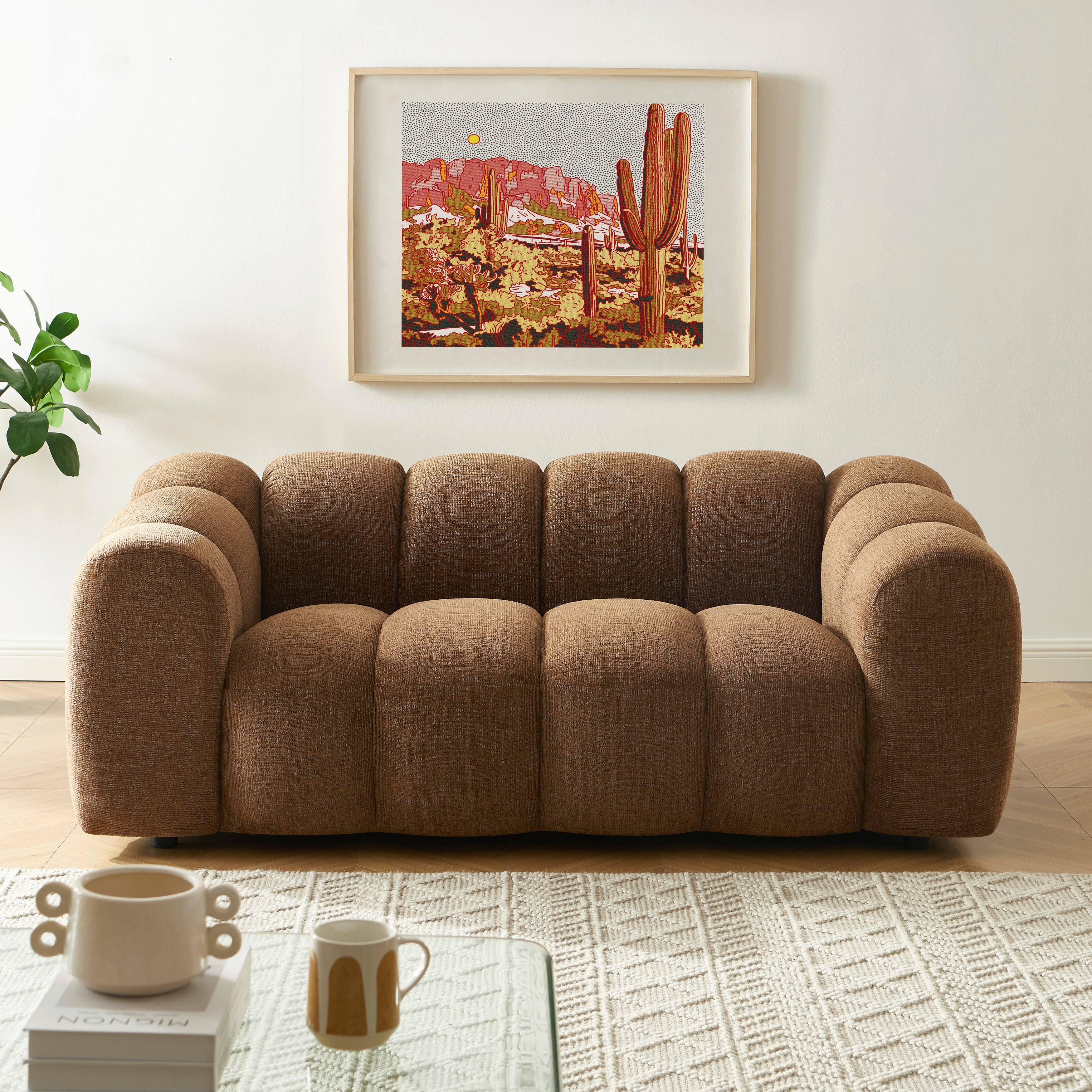 SUNNY Tweed Fabric Sofa – Brown