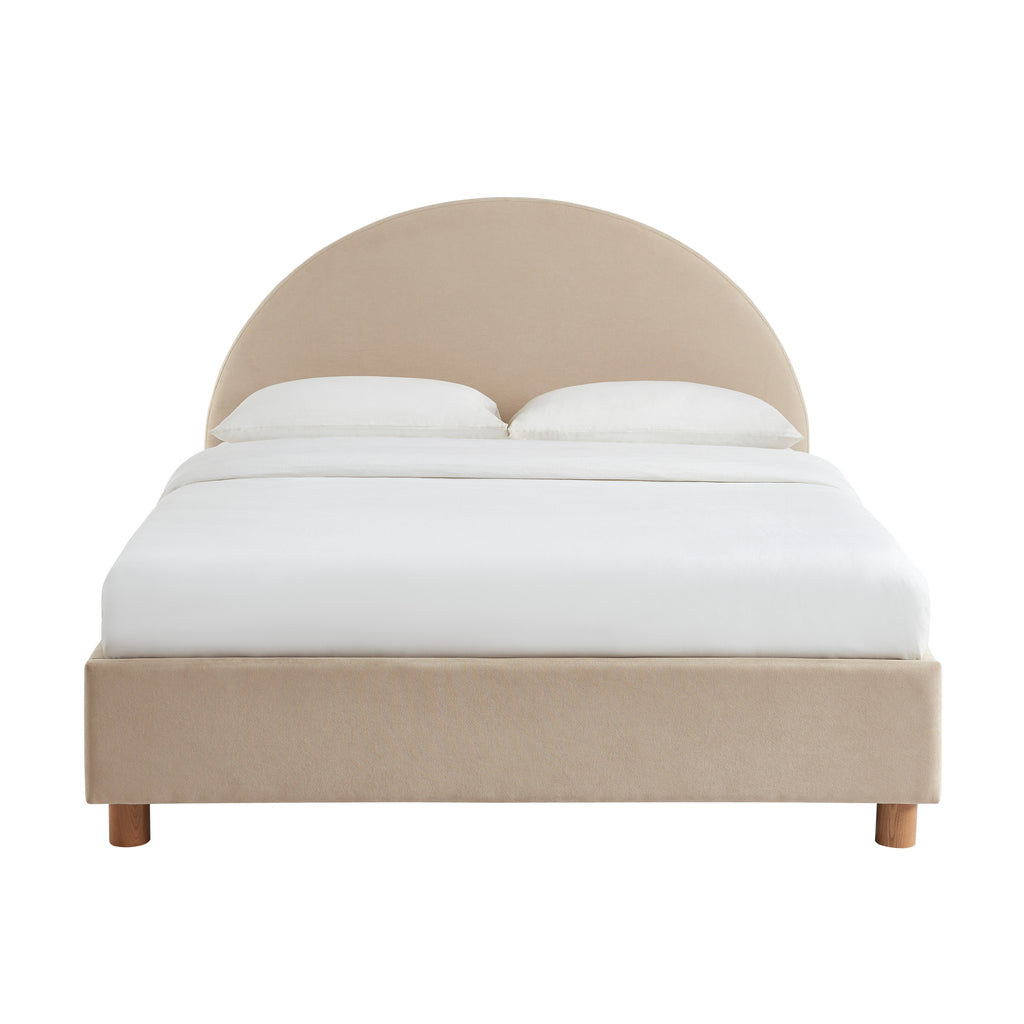TAIJO Upholstered Storage Bed with Slatted Base – Beige