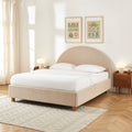 TAIJO Upholstered Storage Bed with Slatted Base – Beige