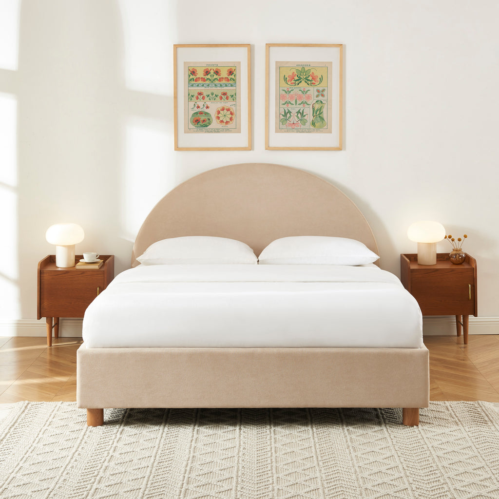 TAIJO Upholstered Storage Bed with Slatted Base – Beige