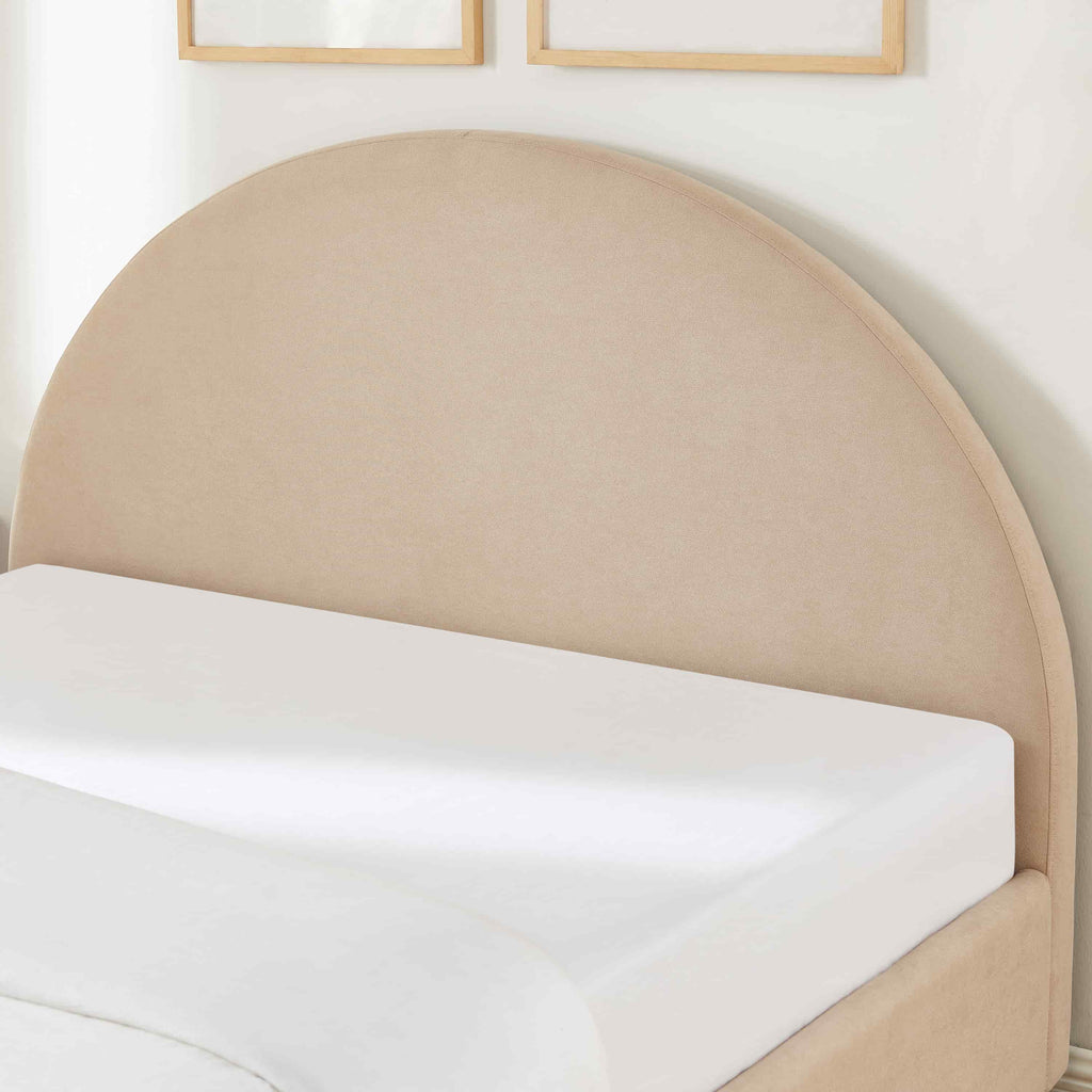 TAIJO Upholstered Storage Bed with Slatted Base – Beige
