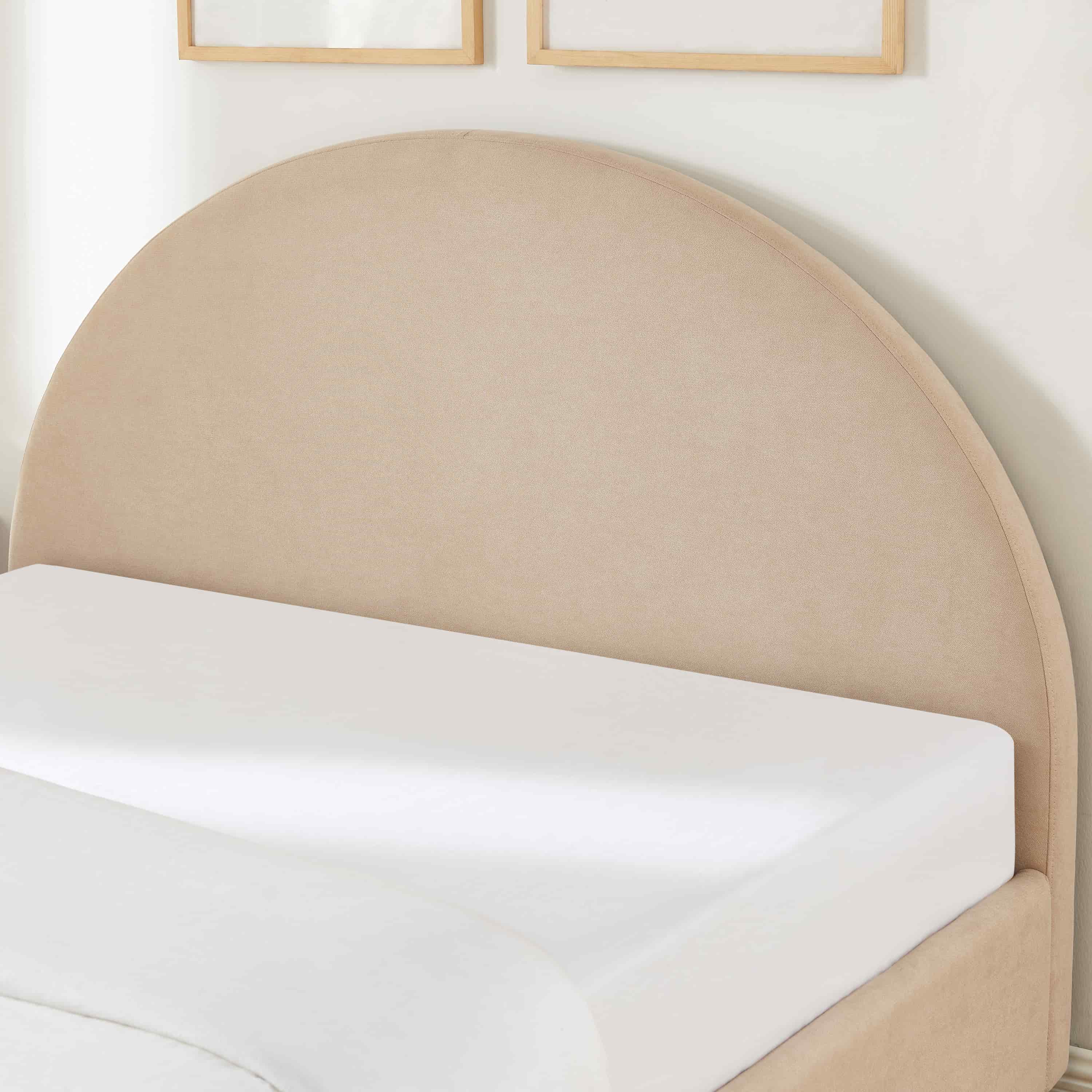 TAIJO Upholstered Storage Bed with Slatted Base – Beige