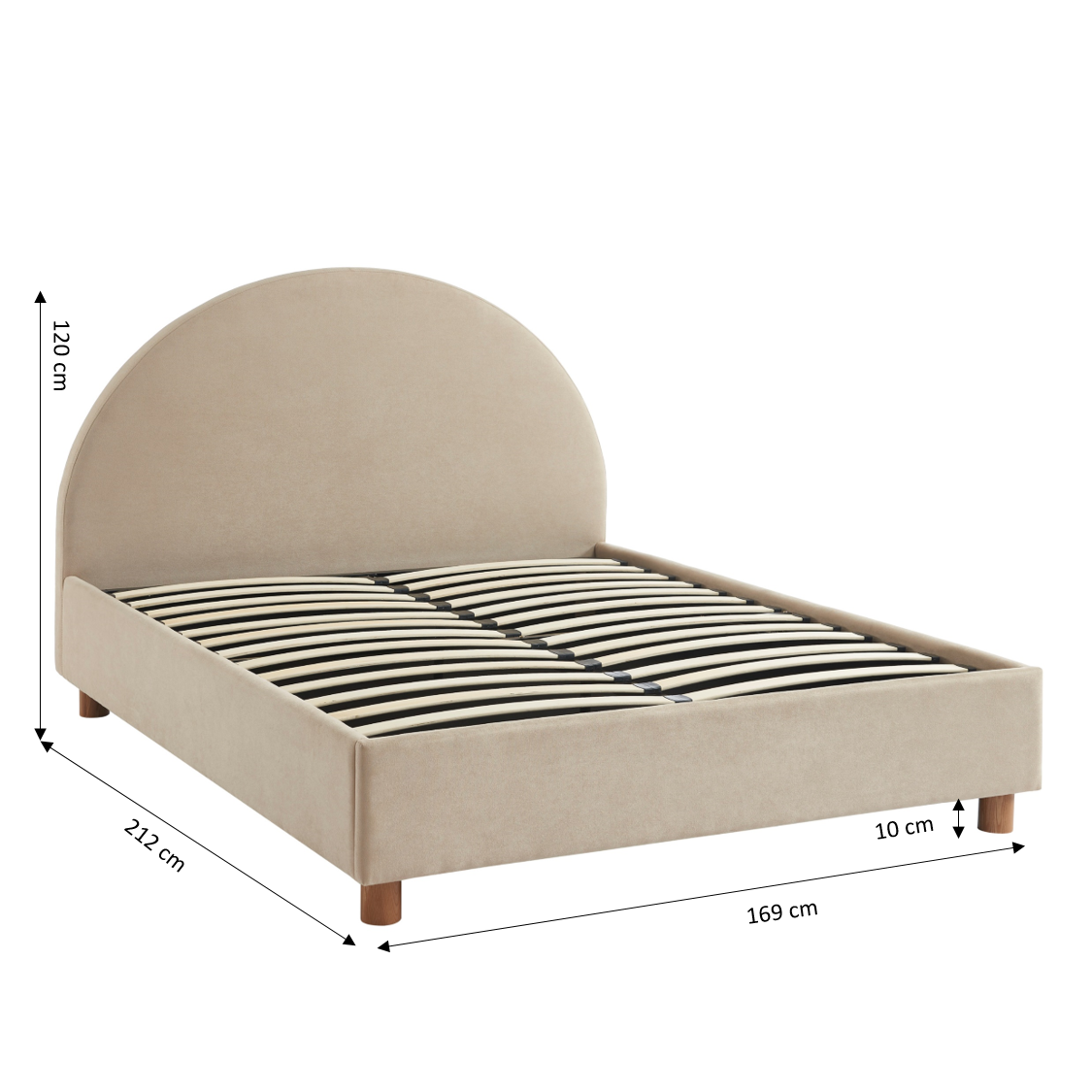 TAIJO Upholstered Storage Bed with Slatted Base – Beige