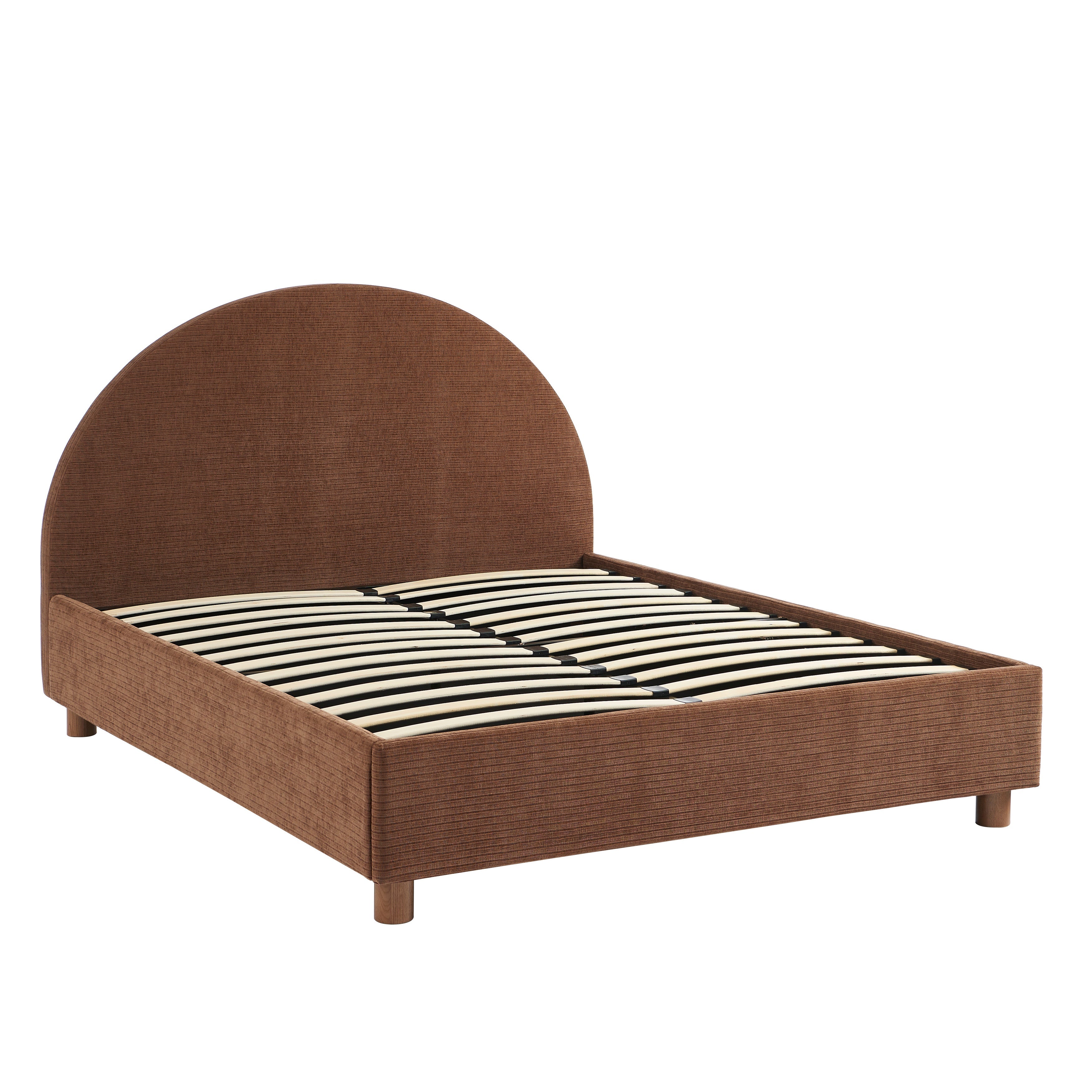 TAIJO Upholstered Storage Bed with Slatted Base – Brown