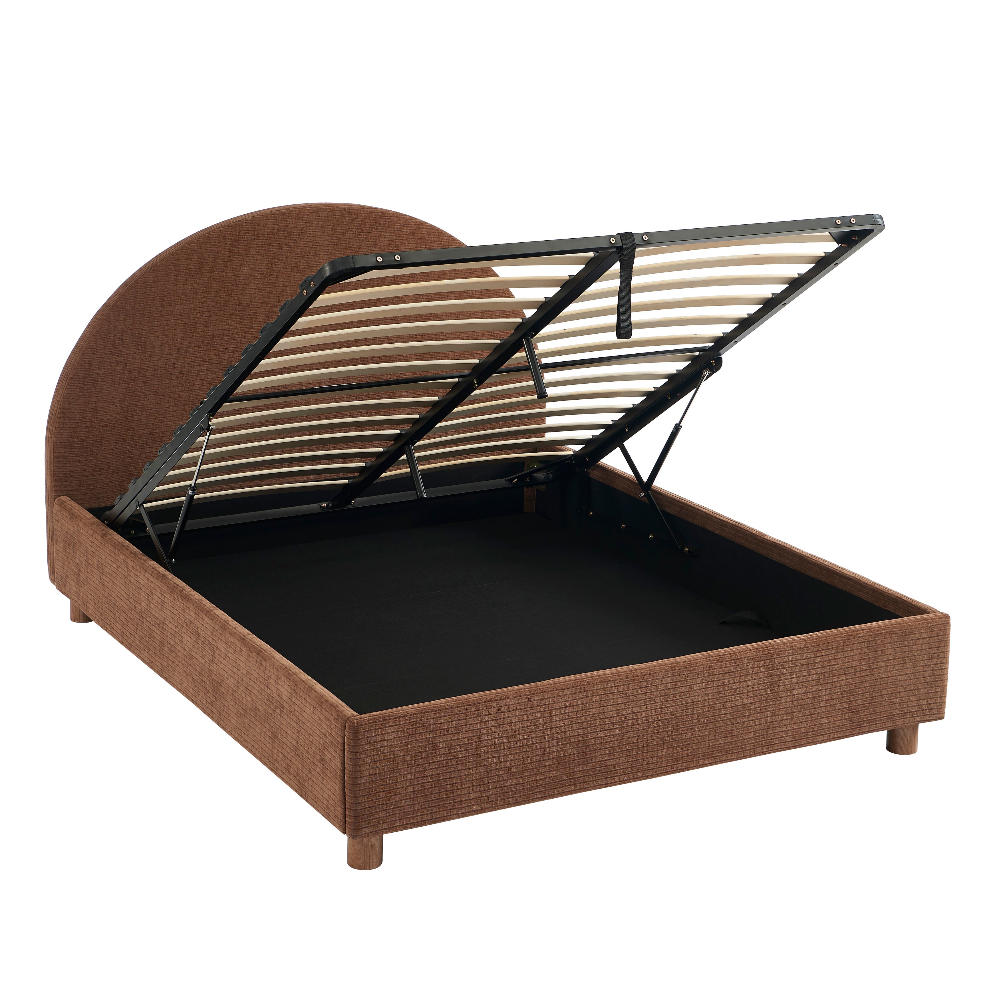 TAIJO Upholstered Storage Bed with Slatted Base – Brown