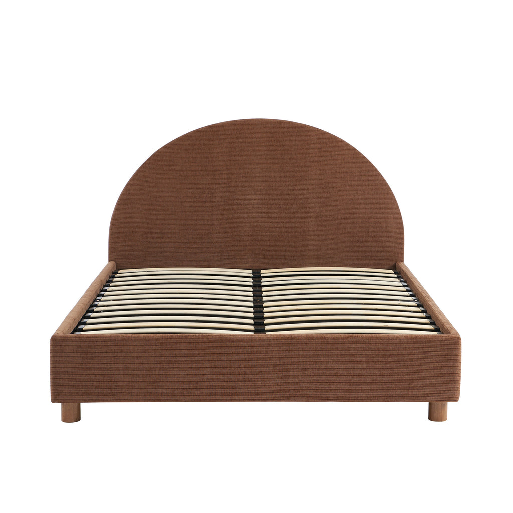 TAIJO Upholstered Storage Bed with Slatted Base – Brown
