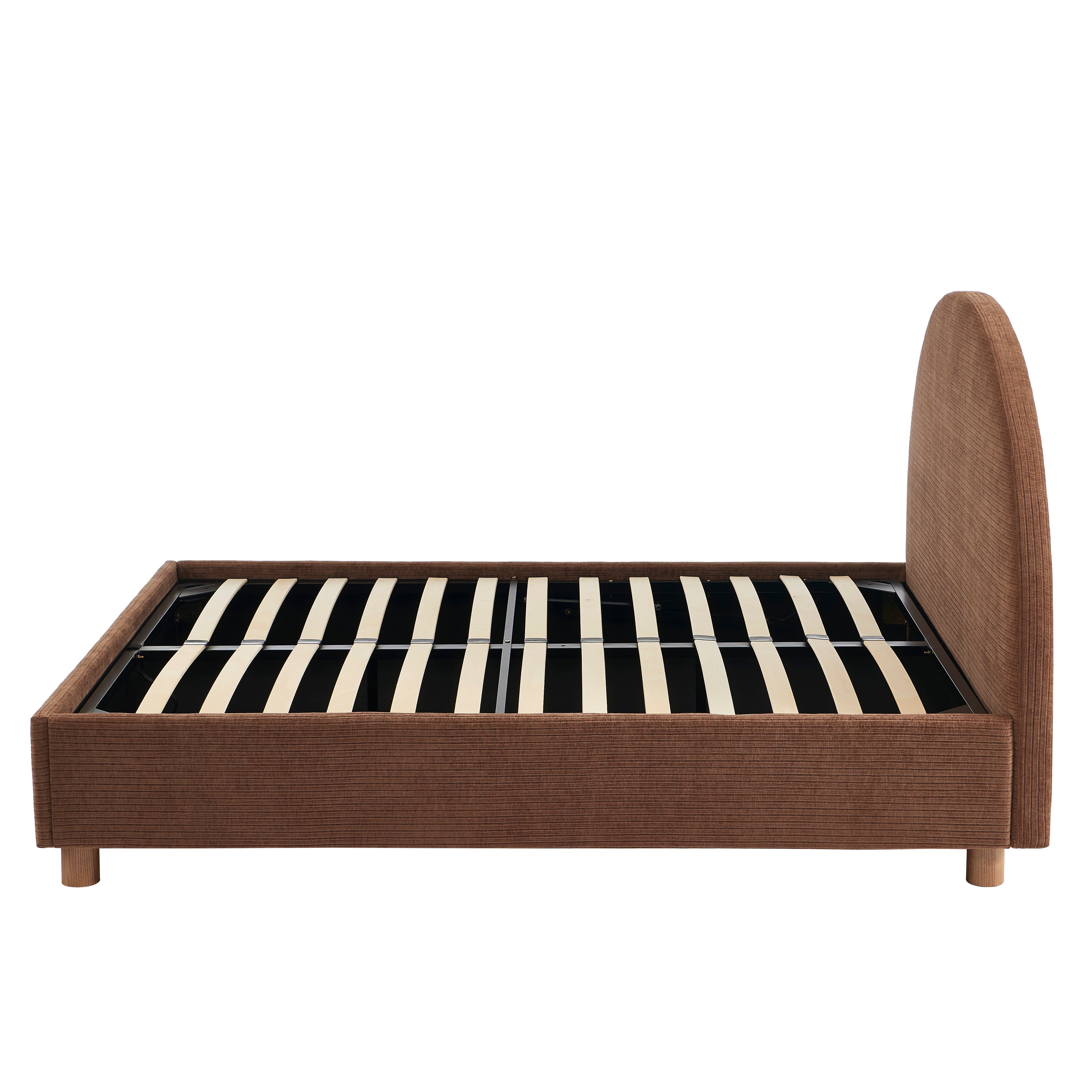 TAIJO Upholstered Storage Bed with Slatted Base – Brown