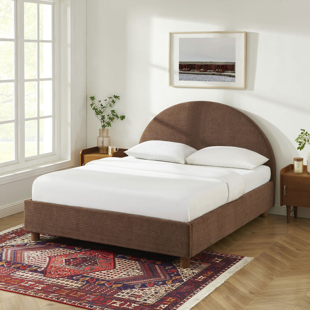 TAIJO Upholstered Storage Bed with Slatted Base – Brown