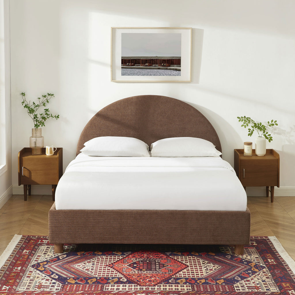 TAIJO Upholstered Storage Bed with Slatted Base – Brown