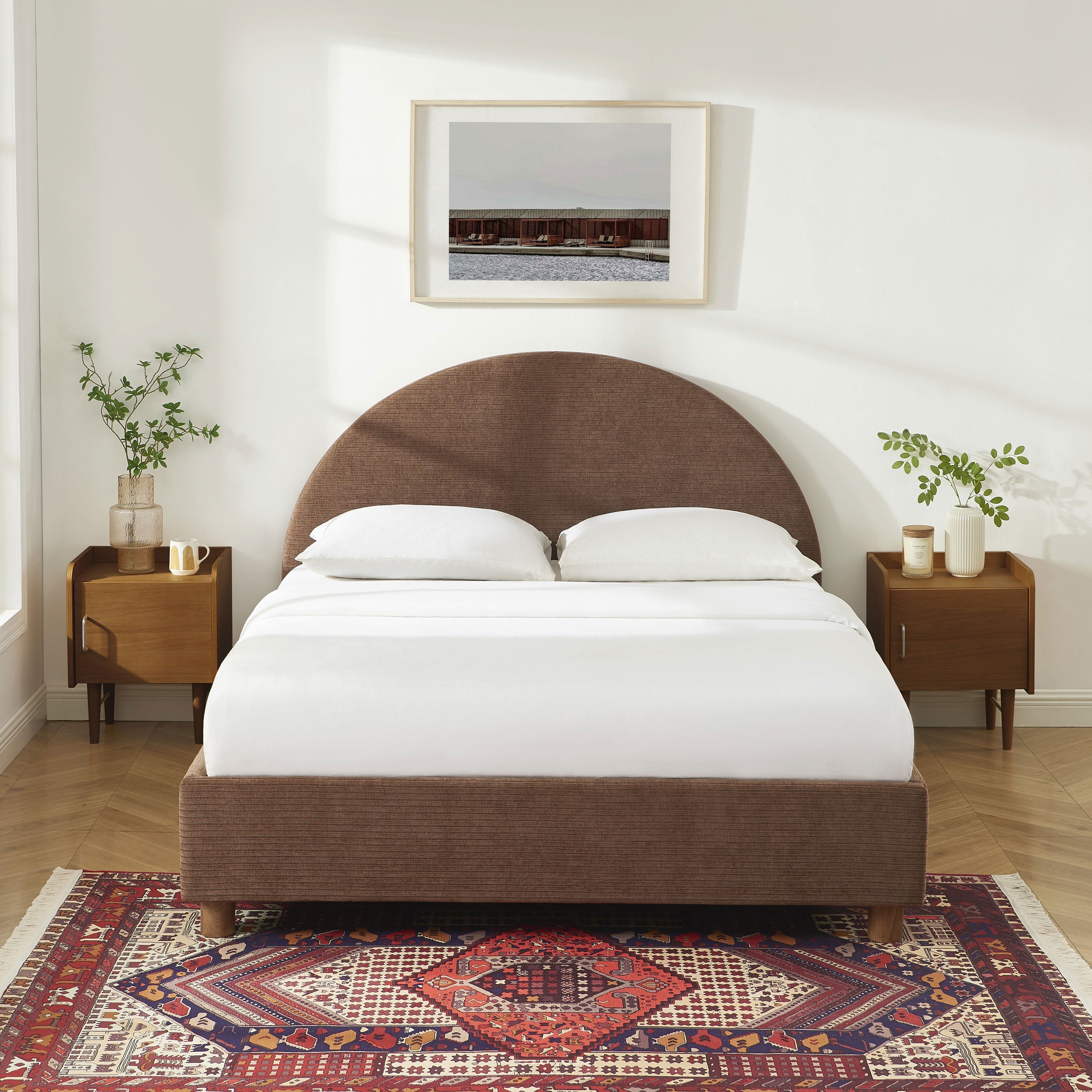 TAIJO Upholstered Storage Bed with Slatted Base – Brown