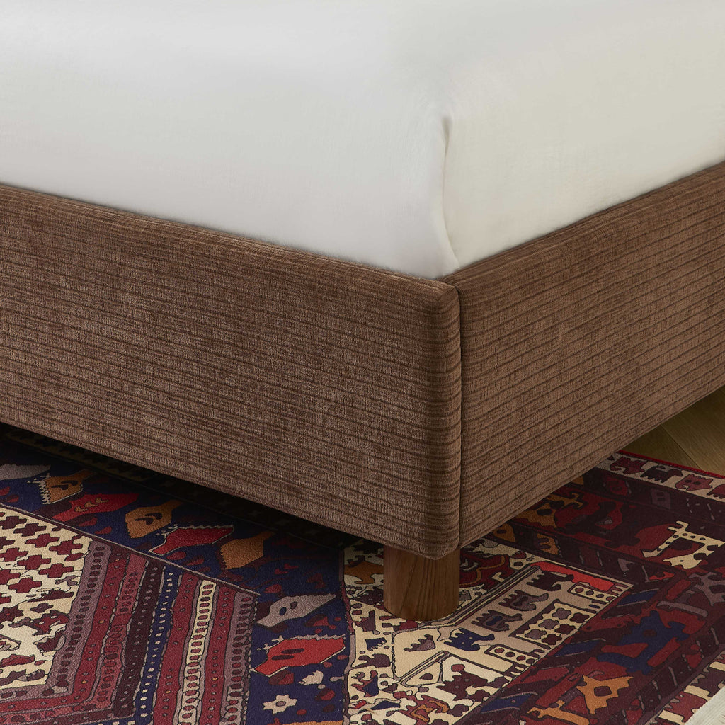 TAIJO Upholstered Storage Bed with Slatted Base – Brown