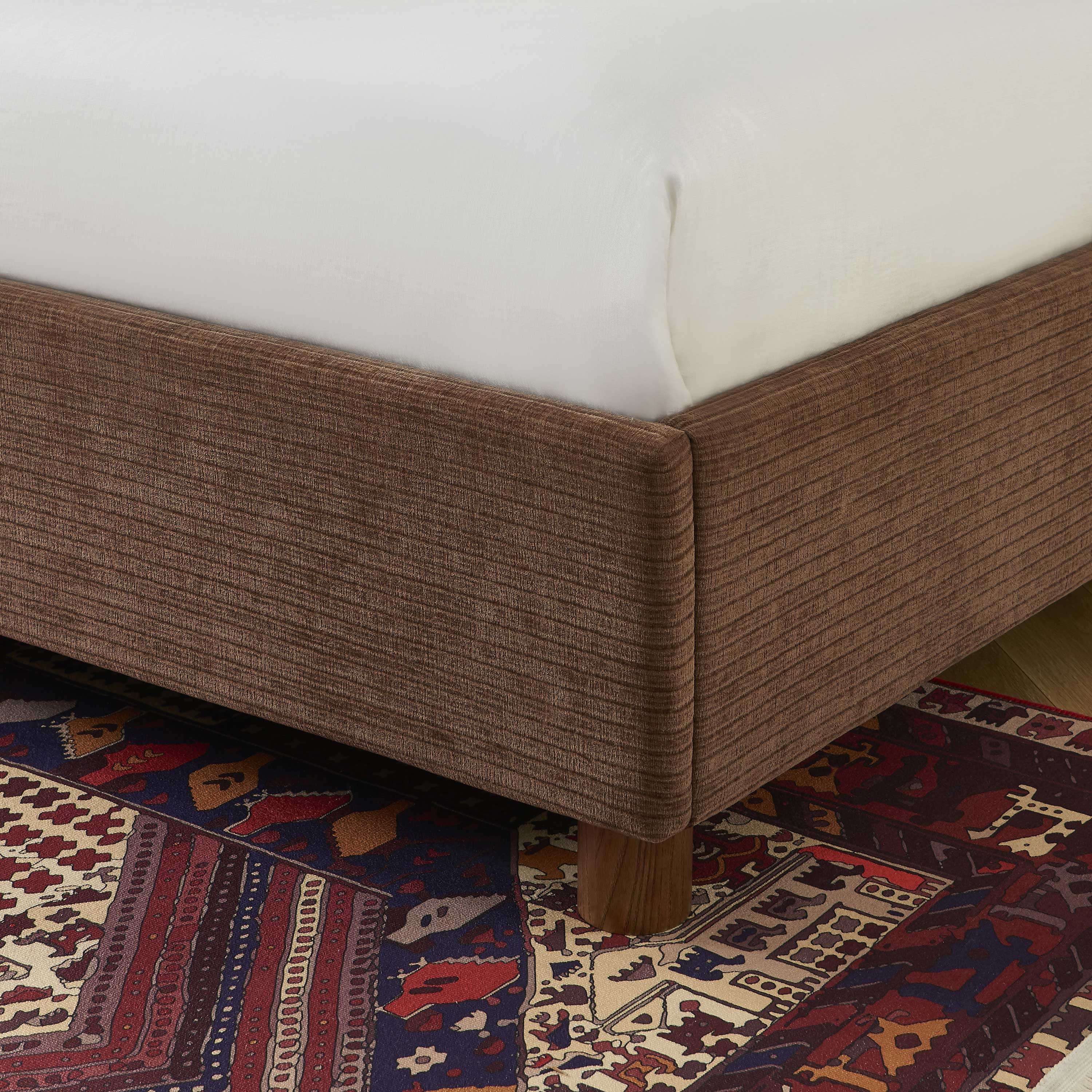TAIJO Upholstered Storage Bed with Slatted Base – Brown