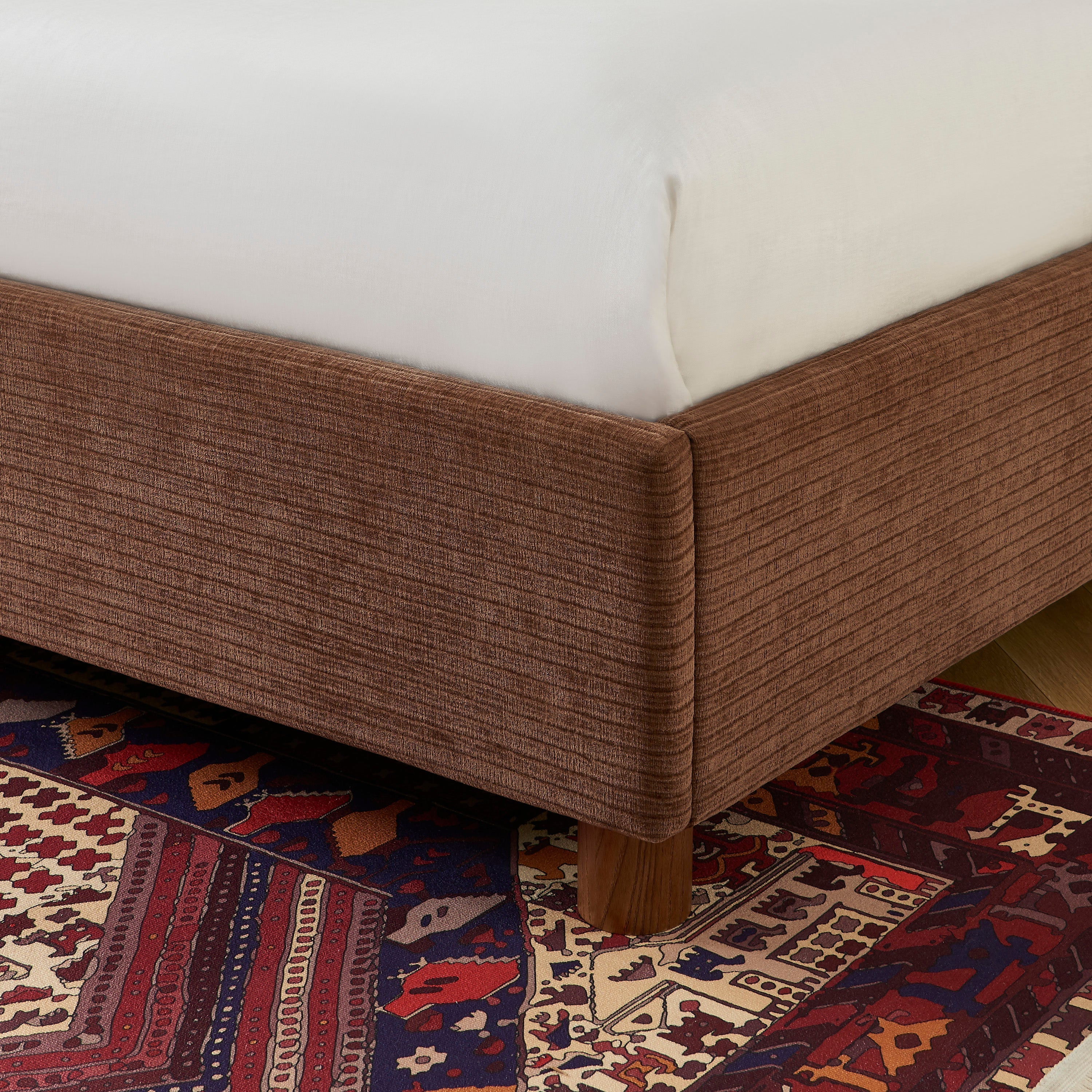 TAIJO Upholstered Storage Bed with Slatted Base – Brown