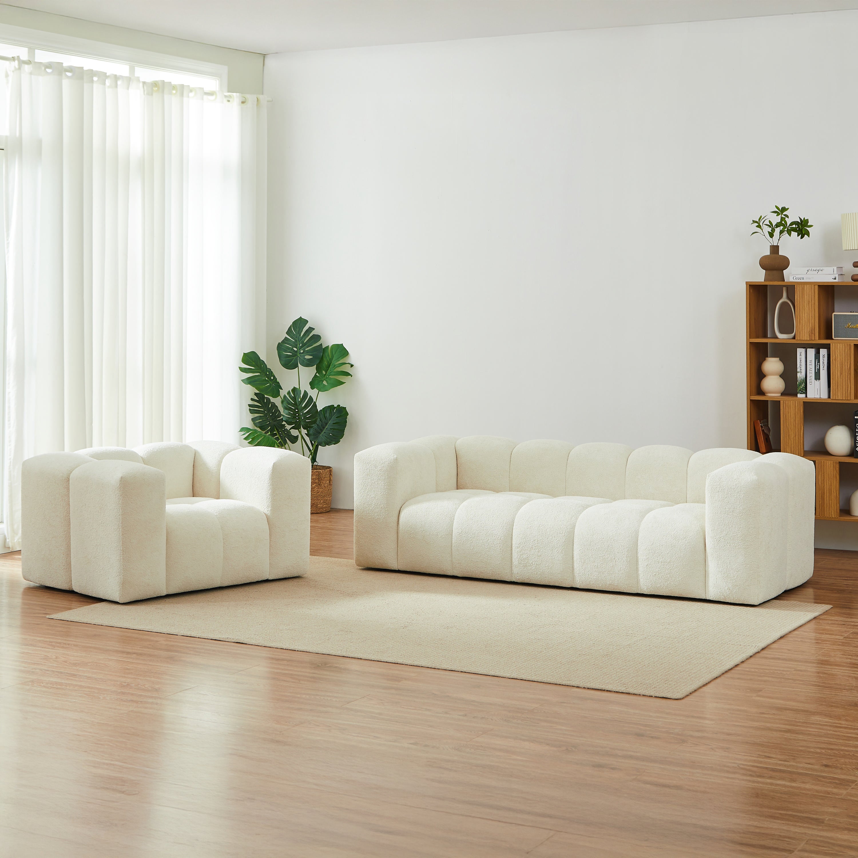 TASTA 3-Seater Sofa And Armchair Set – Fabric Living Room Furniture