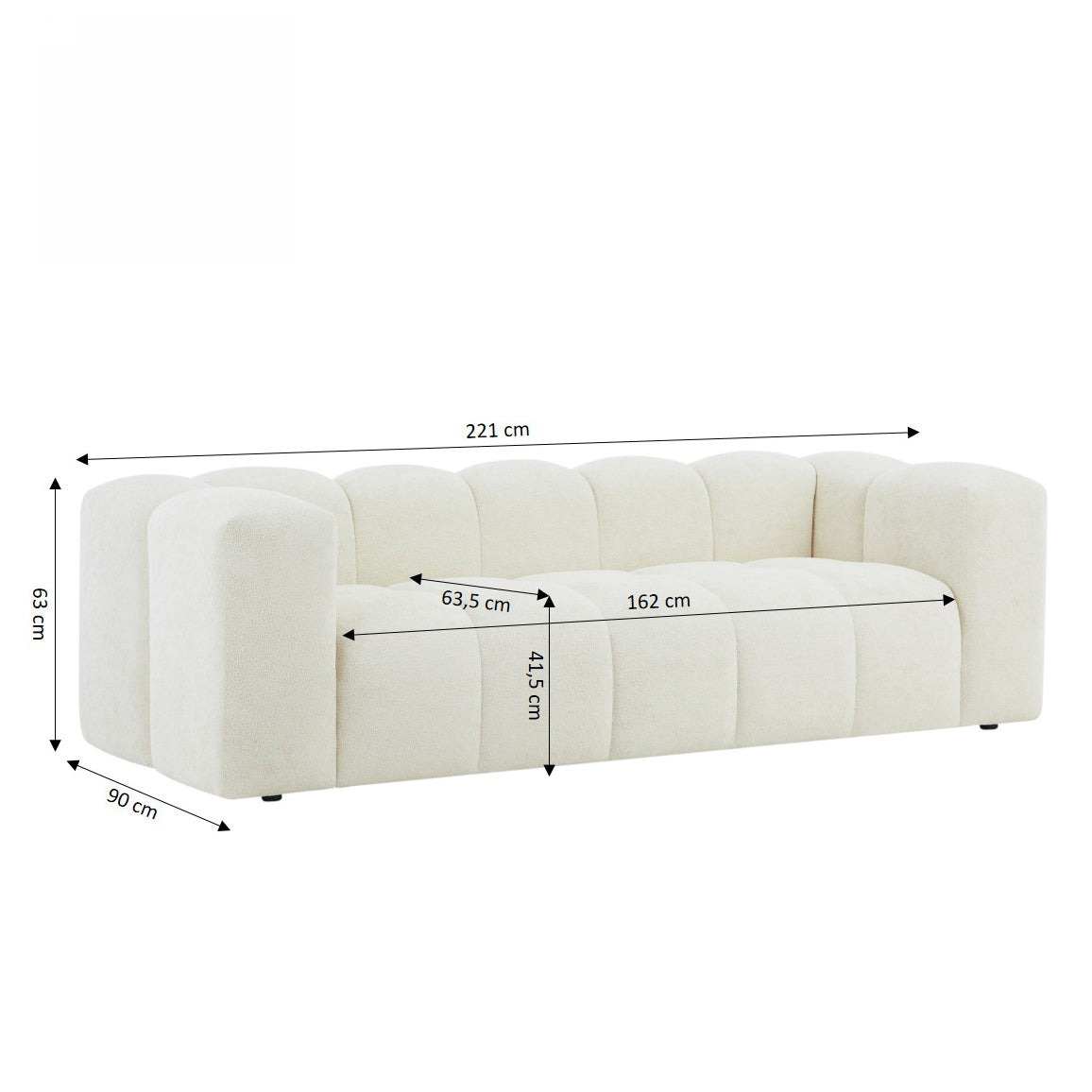 TASTA Fixed 3-Seater Sofa – Beige
