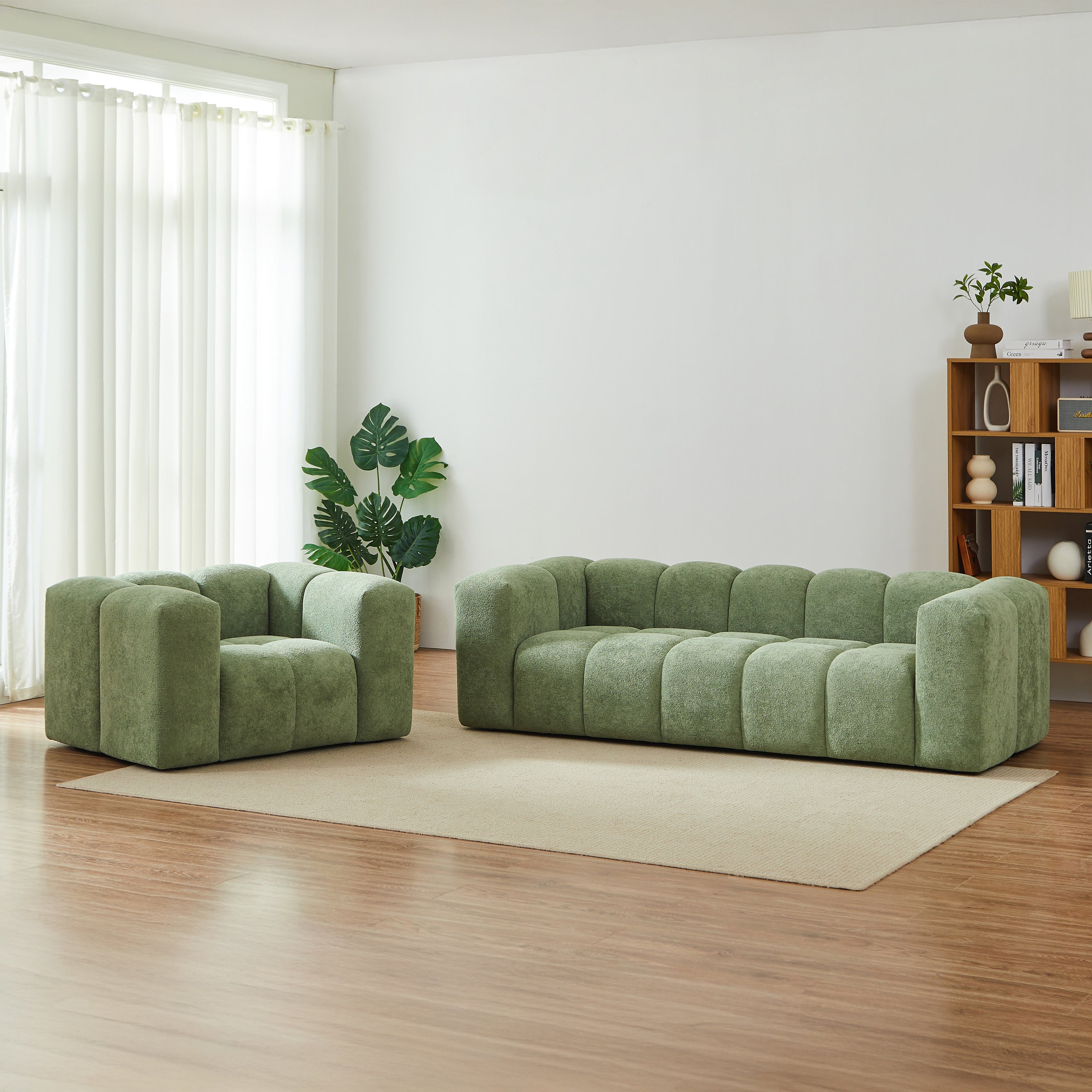 TASTA 3-Seater Sofa And Armchair Set – Fabric Living Room Furniture